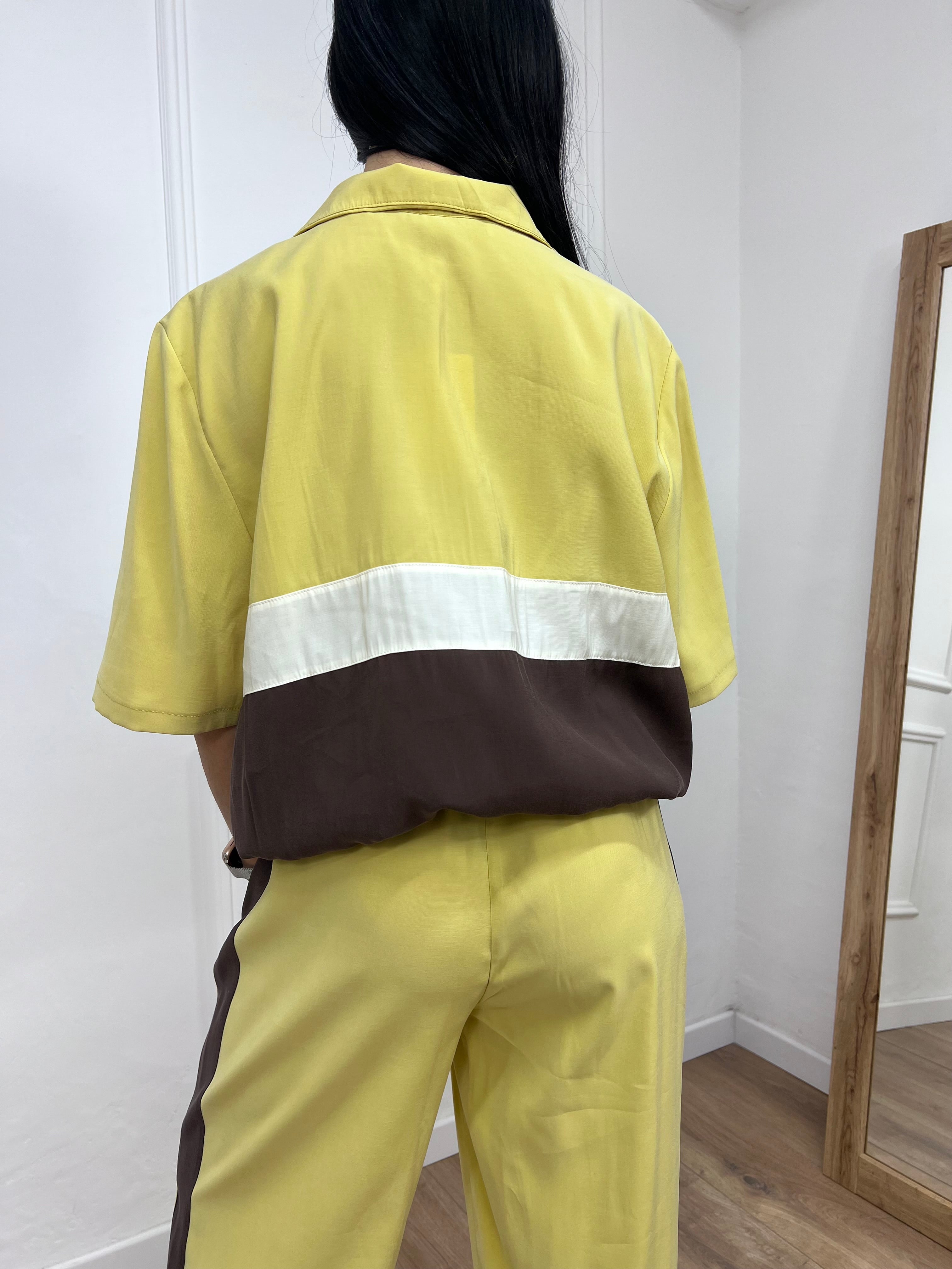 BLUSA M/C CERNIERA BICOLORE IRINA GIALLO MOTEL