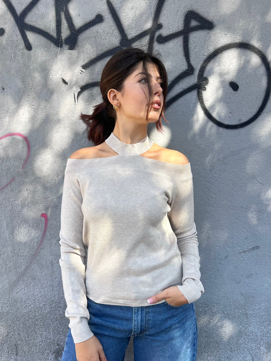 SUSY MIX MAGLIA RASATA CUT OUT VERONICA BEIGE