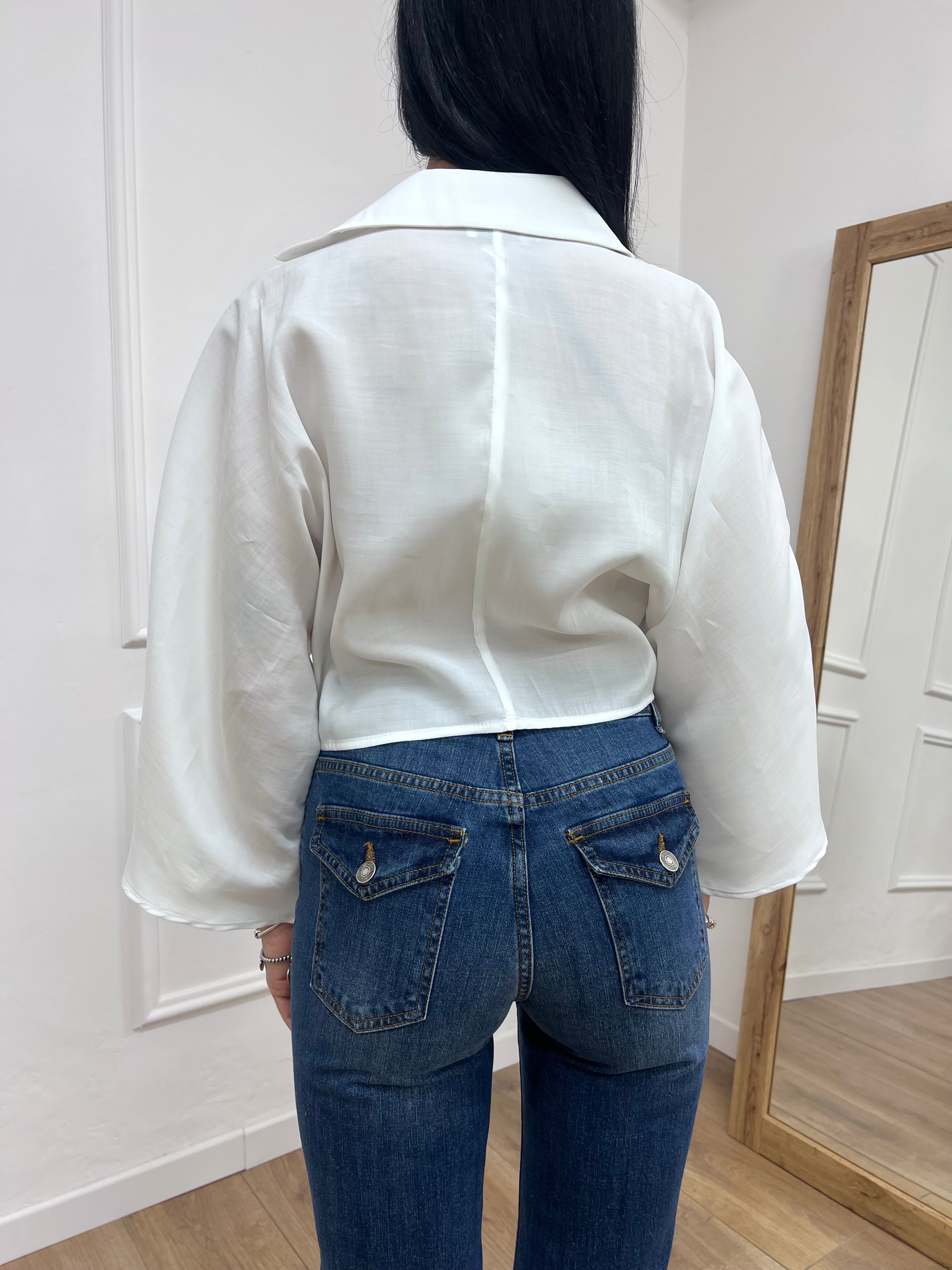 BLUSA CROP NODO IN CUPRO ANIA BIANCO SUSY MIX