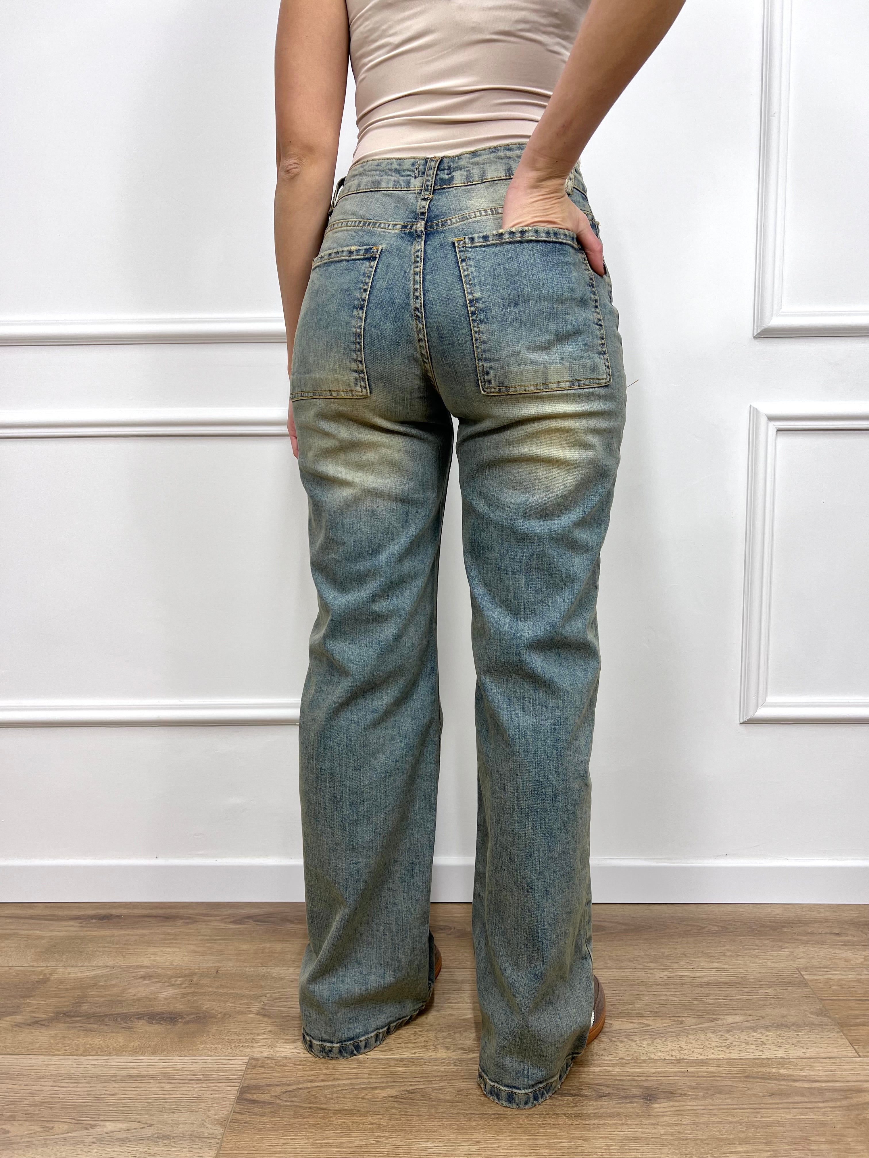 DENIM VITA ALTA STRAIGHT JERIKA SABBIATO SUSY MIX