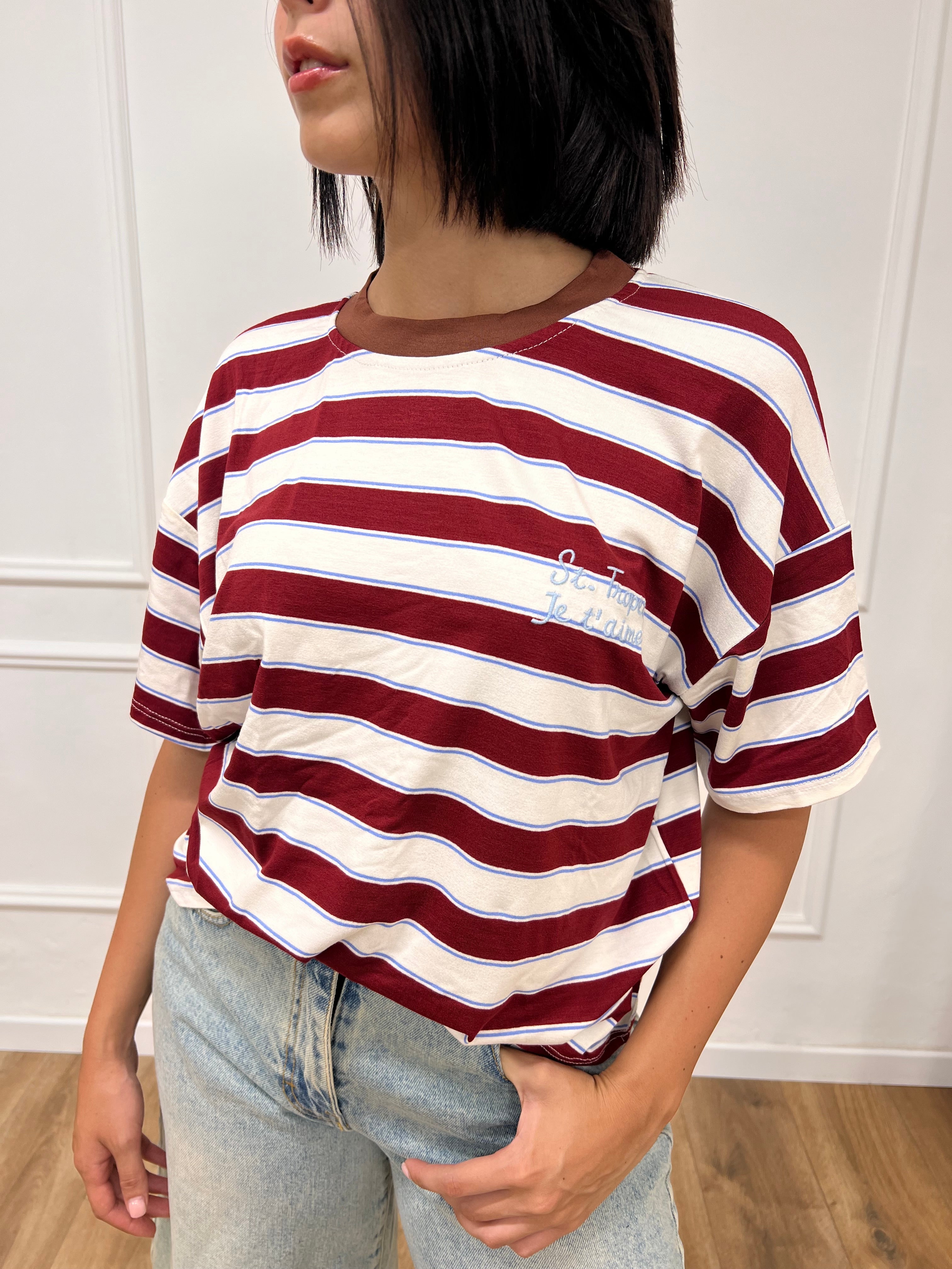 T-SHIRT M/C GIROCOLLO RIGHE  ST. TROPEZ INDIA MOTEL