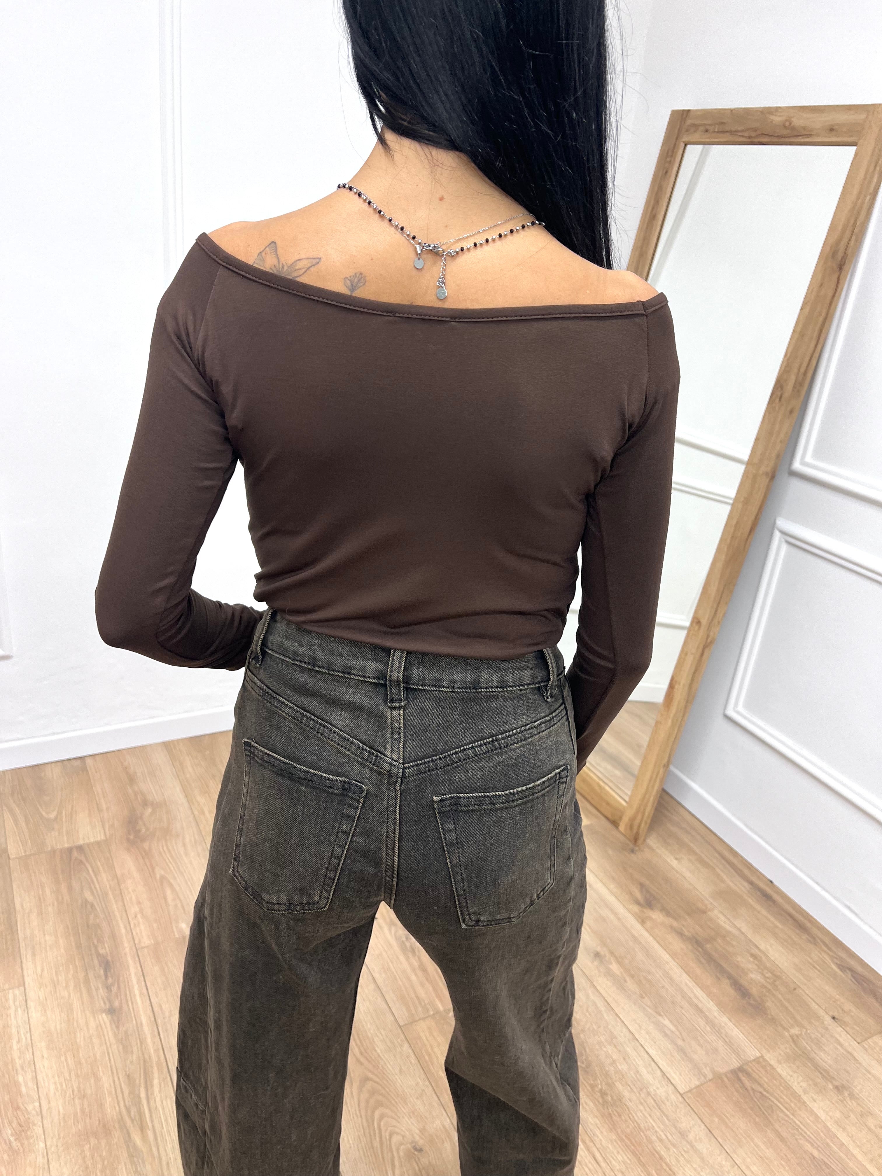 MAGLIA BASIC SCOLLO SHIFFER MANICOTTO MORO SUSY MIX