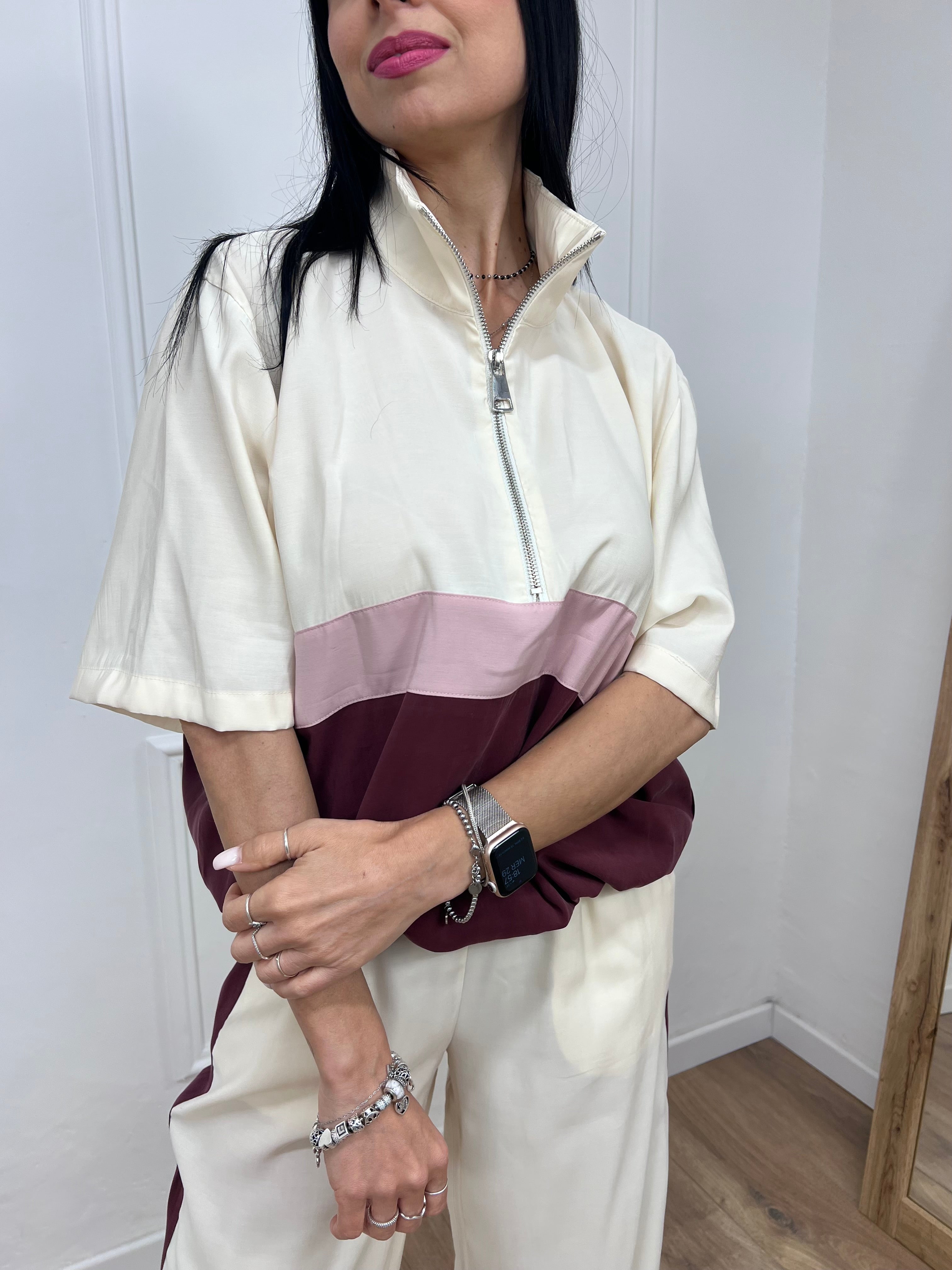 BLUSA M/C CERNIERA BICOLORE IRINA BURRO MOTEL
