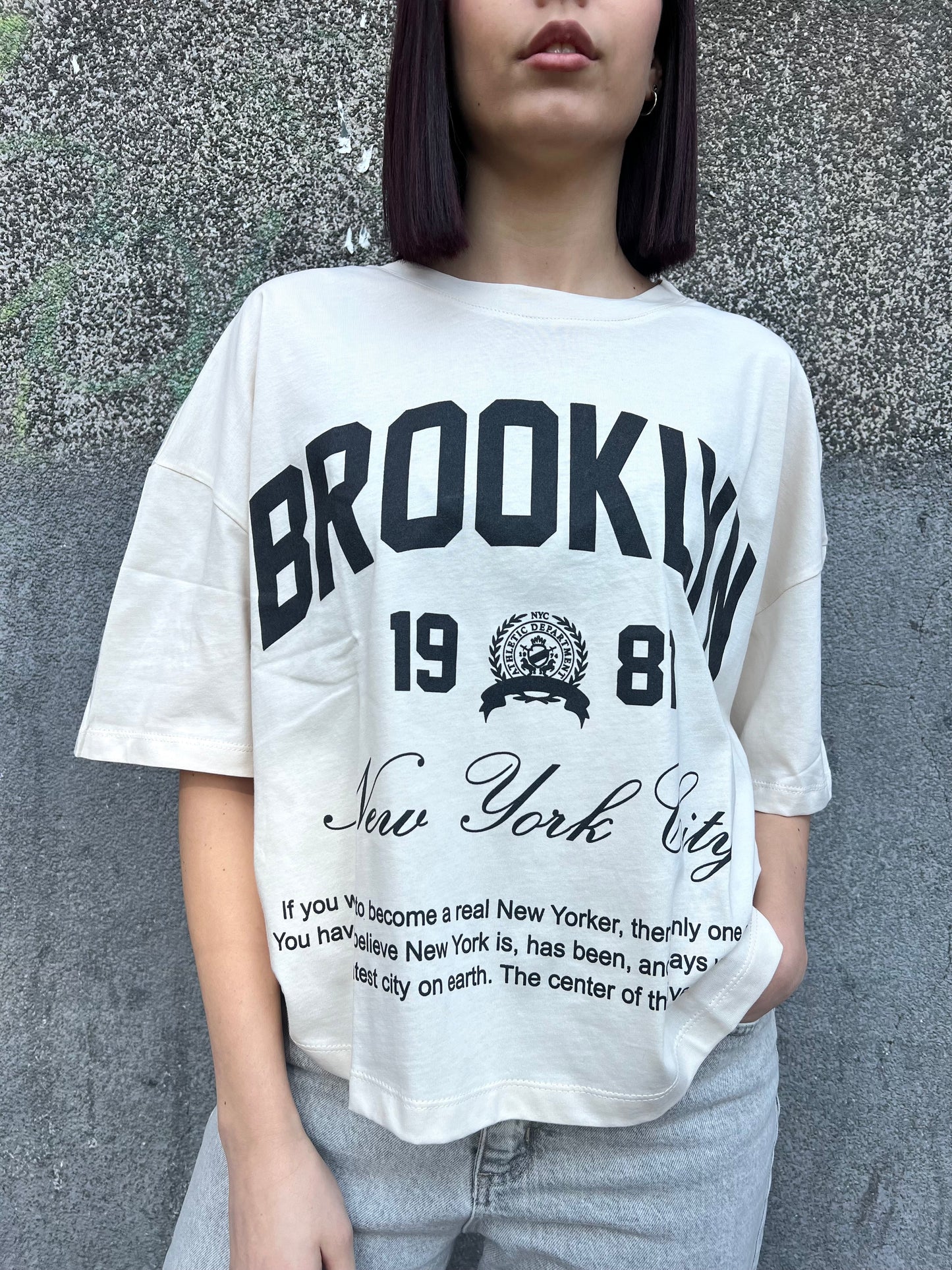 (Copia) SUSY MIX T-SHIRT OVER MEZZA MANICA “BROOKLYN” BEIGE