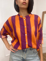 CAMICIA MUSSOLA COREANA RIGHE ARANCIO/FICO