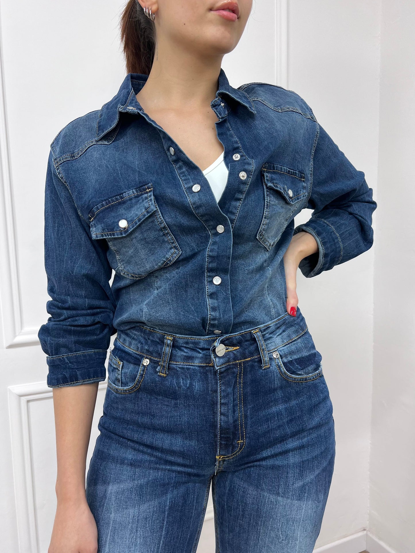 SUSY MIX CAMICIA FIT DENIM ANDREIA BLU