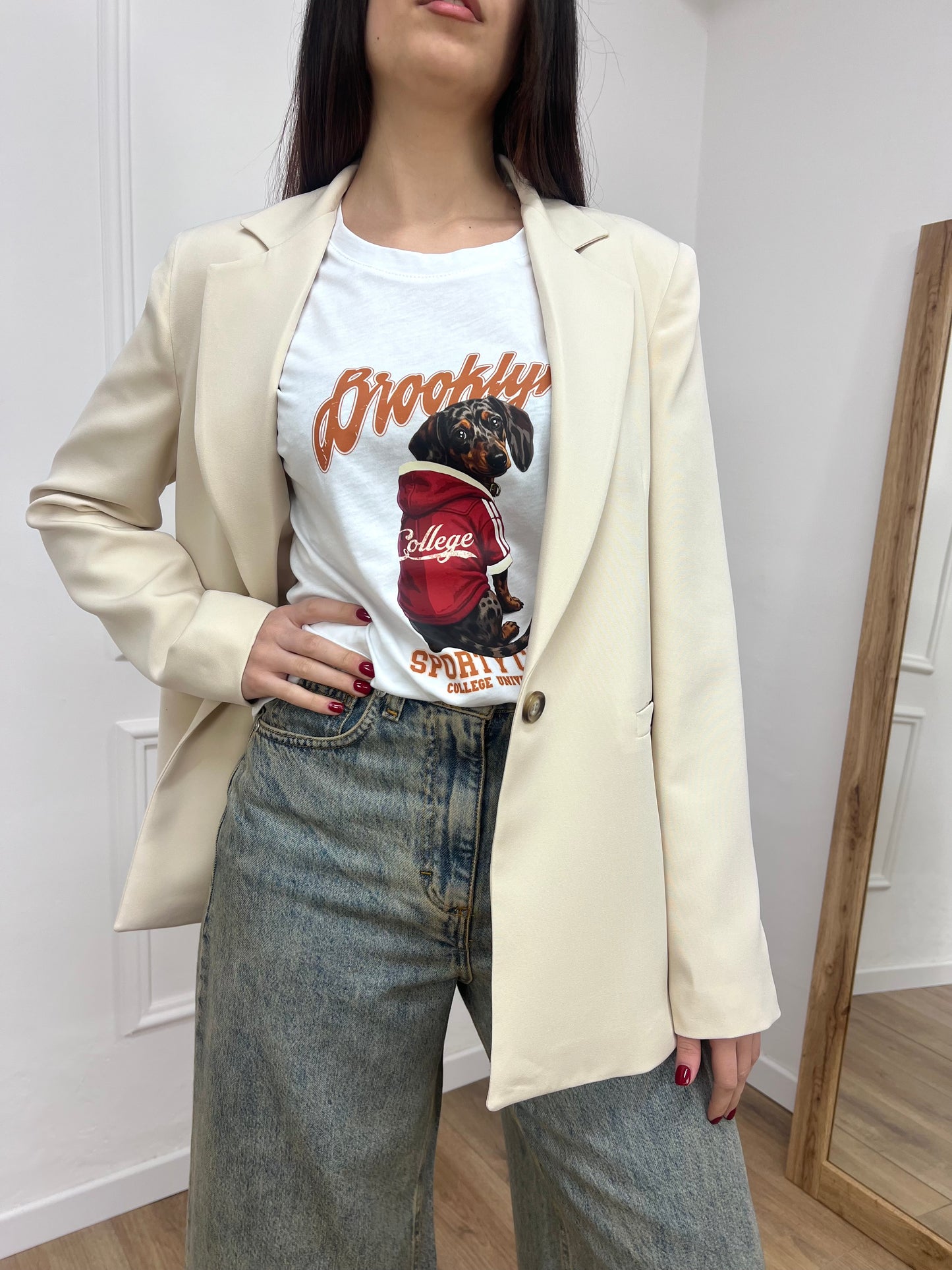 SUSY MIX T-SHIRT M/C BASIC “. BASSOTTO” BIANCO