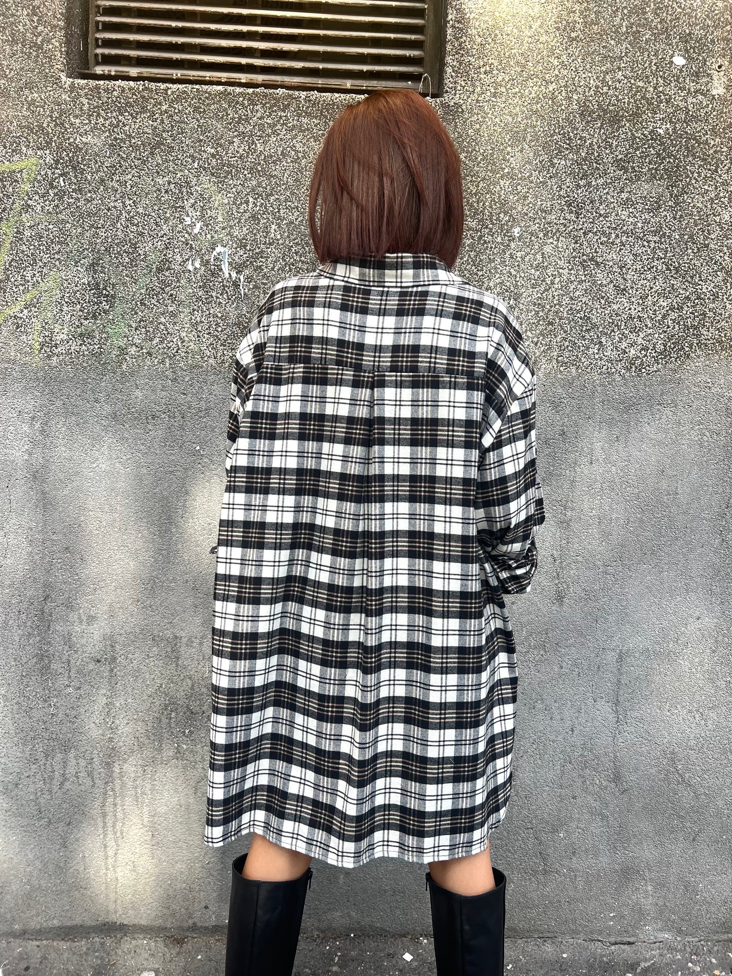 SUSY MIX CAMICIA OVER CHECK CON SPILLA NERO