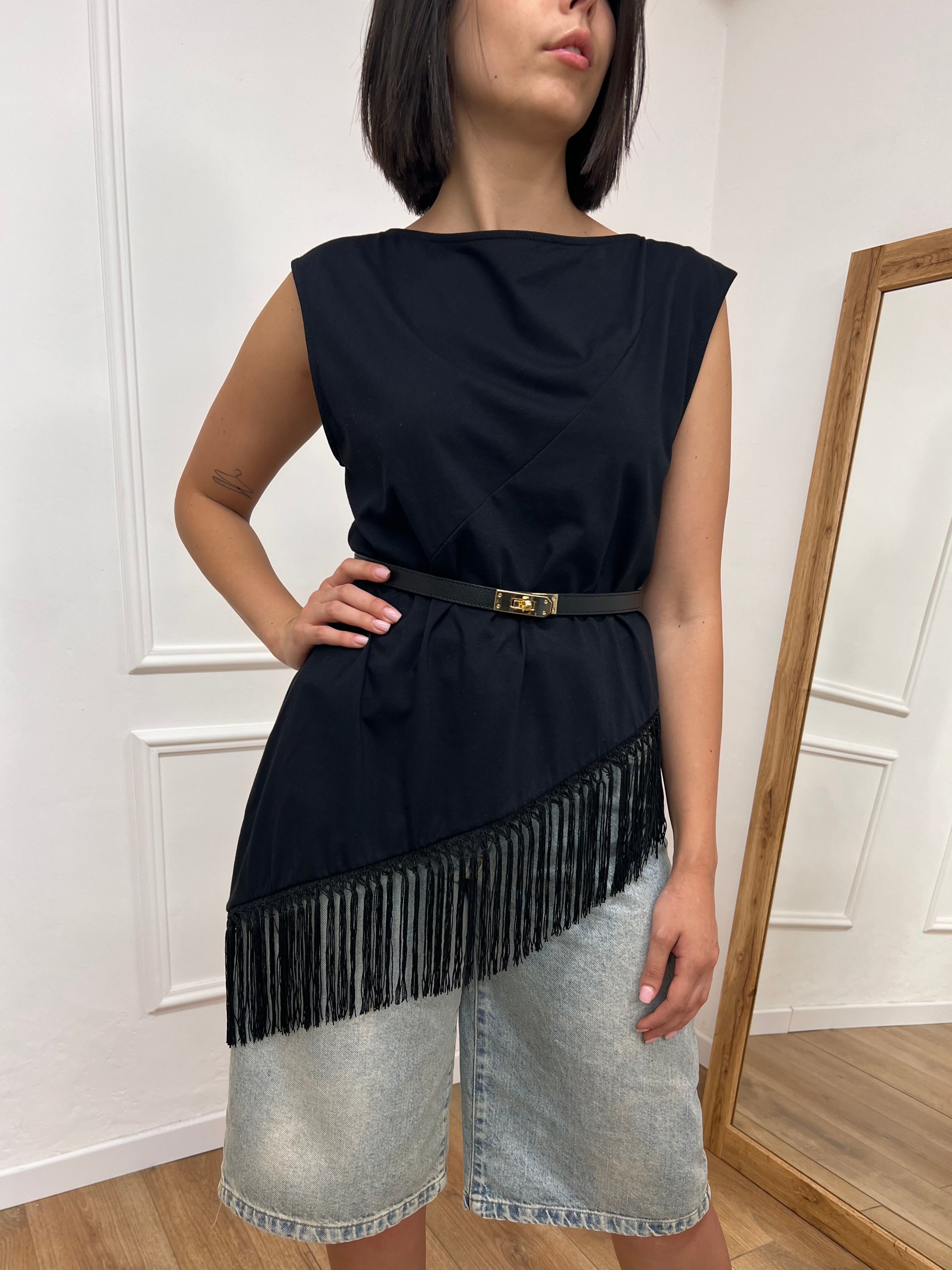 CANOTTA  ASIMMETRICA FRANGE NIKLA NERO SUSY MIX
