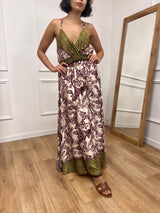 ABITO LUNGO SCOLLO SATIN FANTASIA FICO SUSY MIX