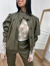 BOMBER ECOPELLE ARRICCIATO ROXY VERDE SUSY MIX