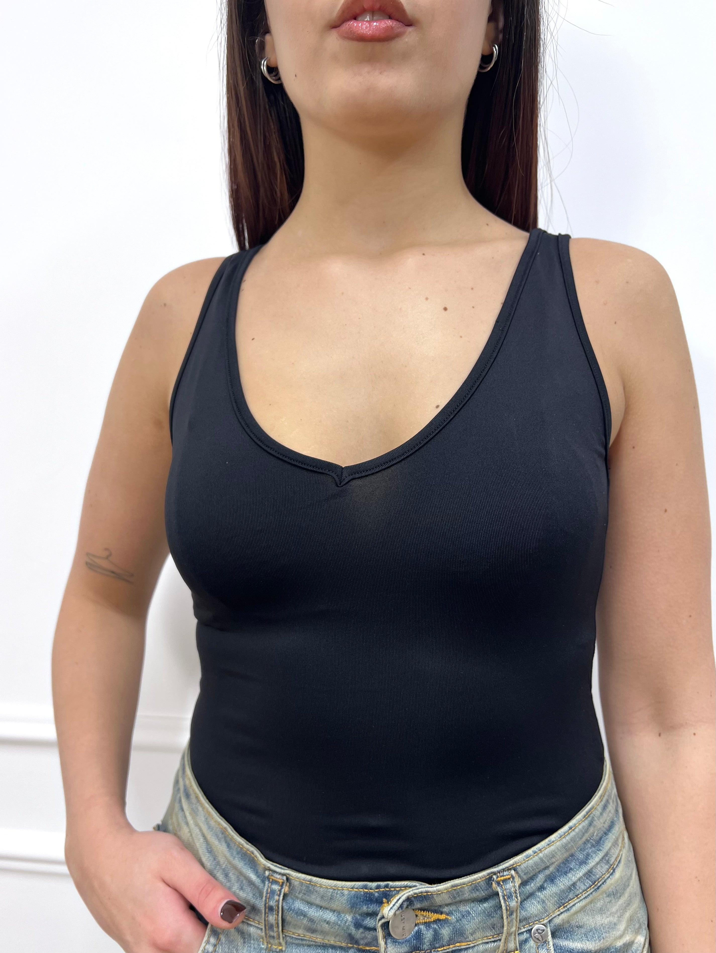 BODY DOPPIO SCOLLO V TACTEL IRMA NERO SUSY MIX