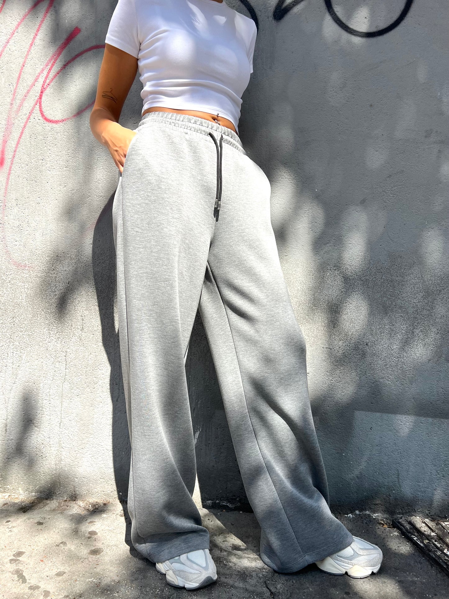 SUSY MIX PANTALONE LACCIO SCUBA GRIGIO