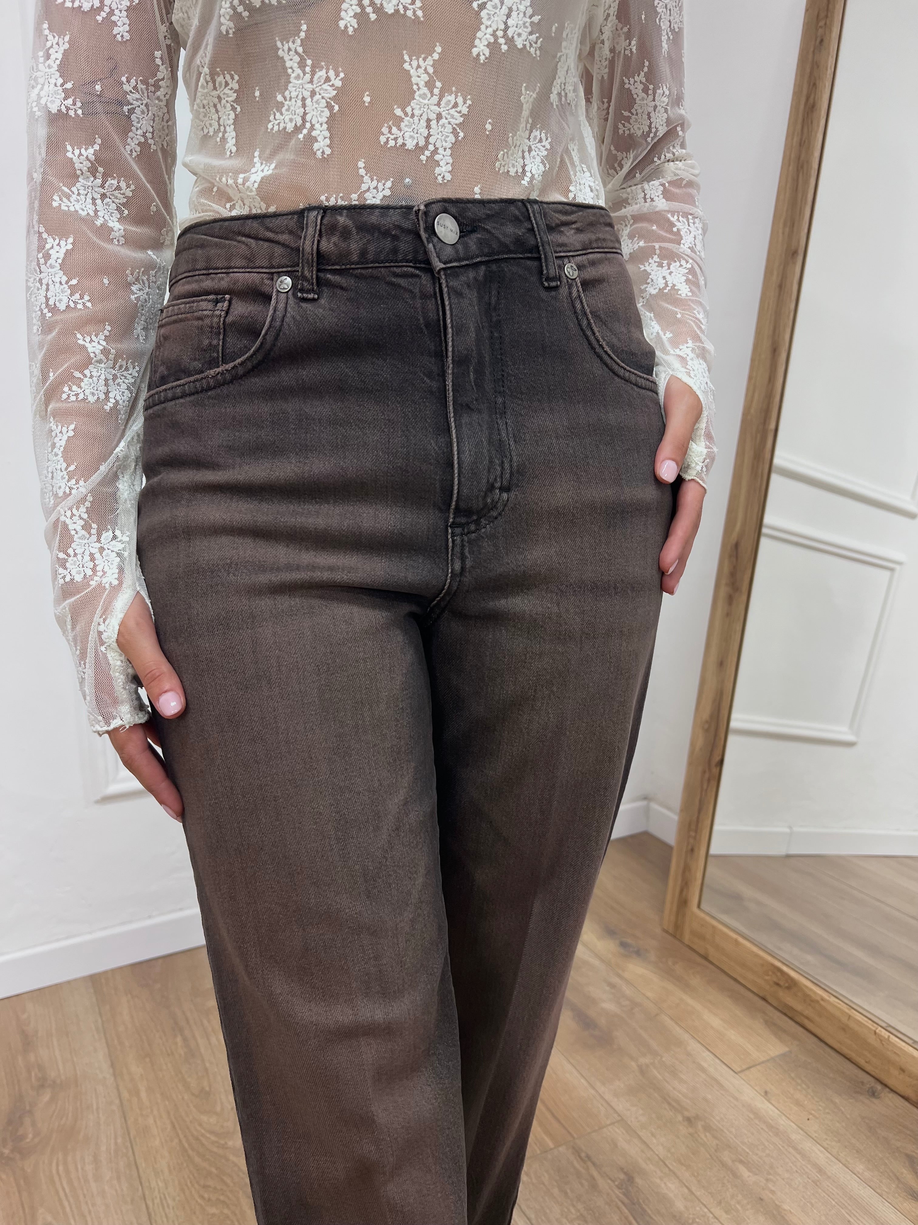 DENIM VITA ALTA CON RISVOLTO WASHED MORO SUSY MIX