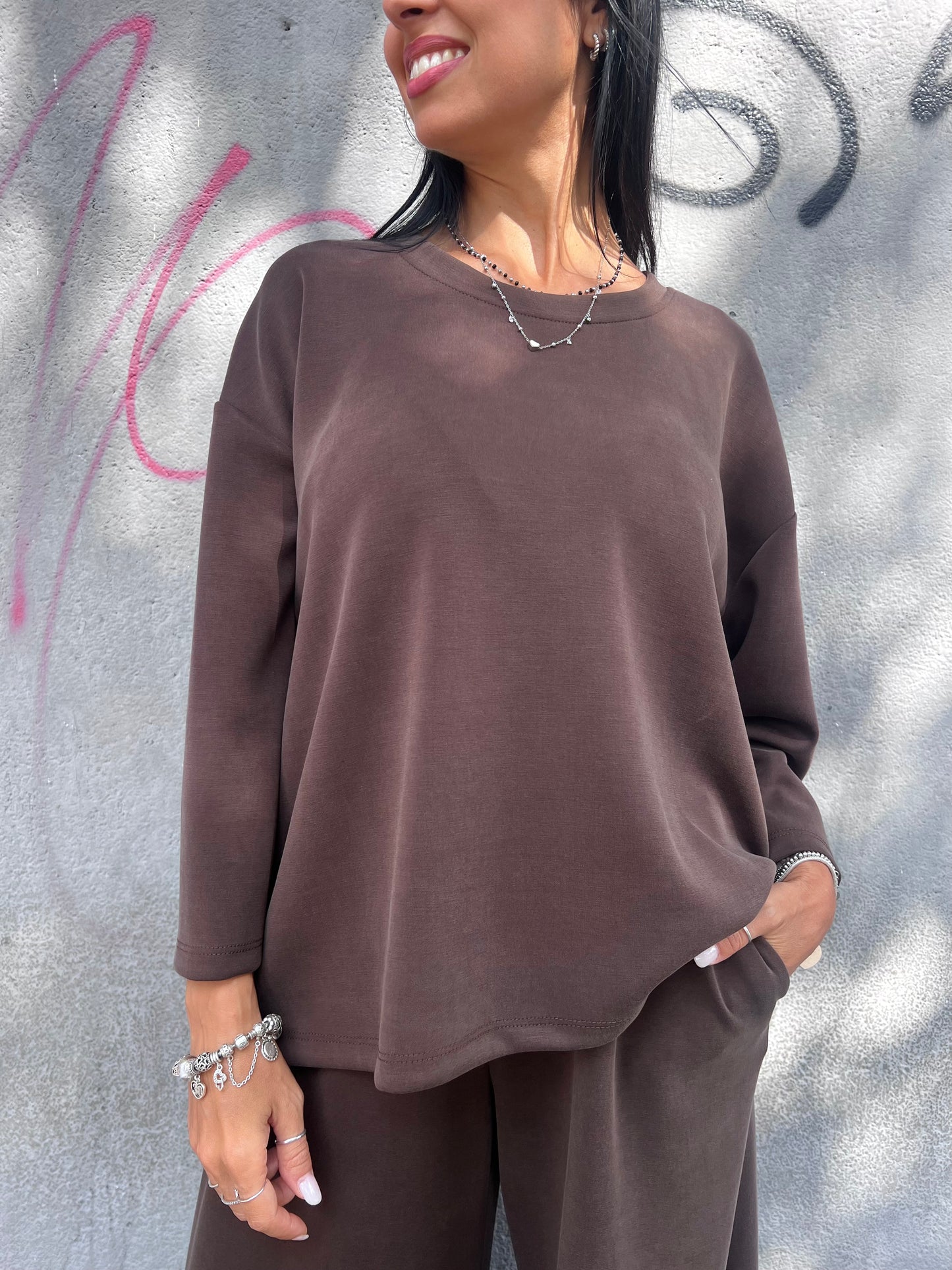 SUSY MIX COMPLETO FELPA& PANTALONE MARIKA CIOCCOLATO