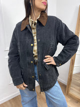 GIACCA TELA DENIM COLLETTO CONTRASTO KATE ASFALTO