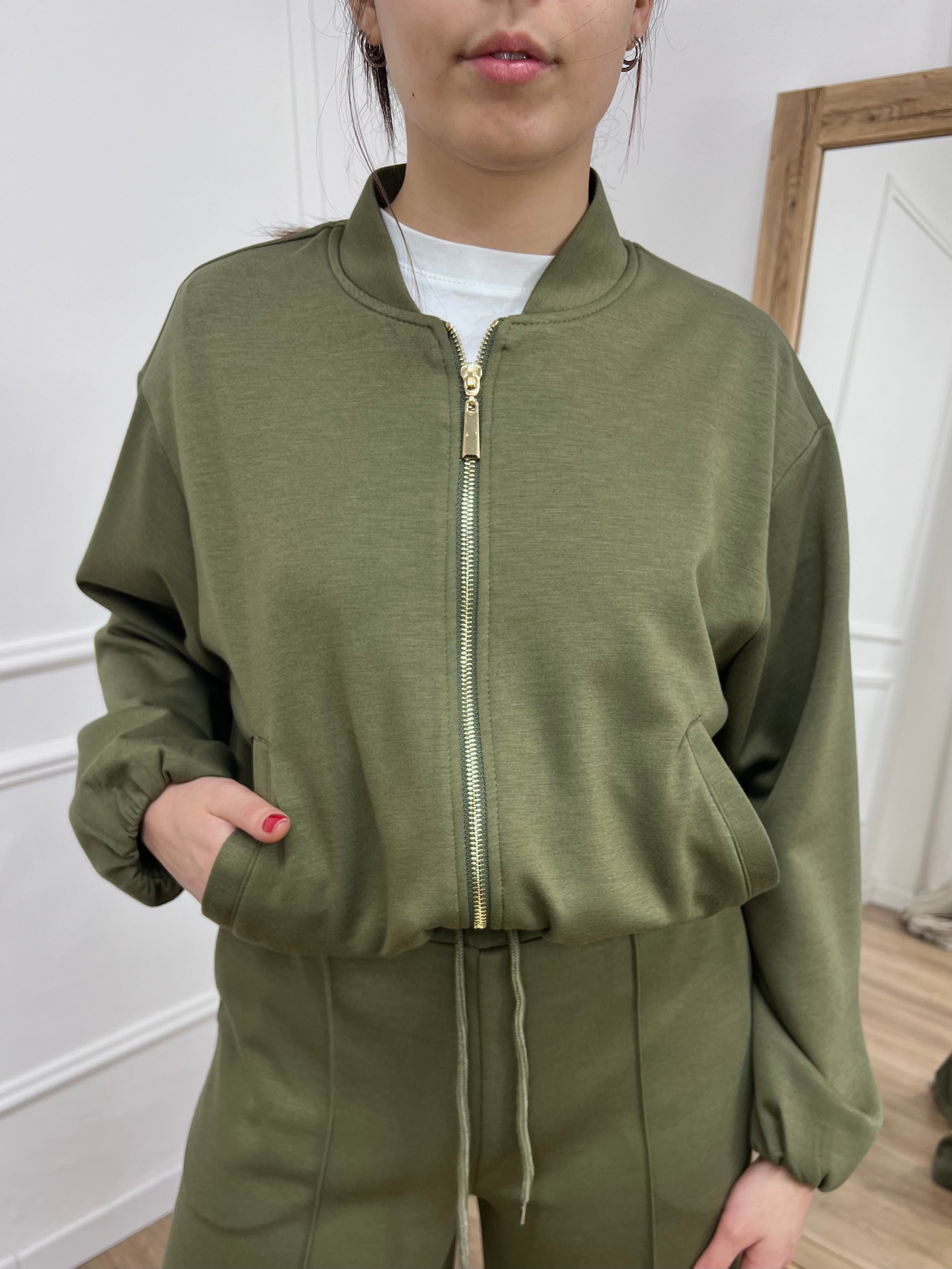 COMPLETO SCUBA FELPA & PANTALONE YLENIA MILITARE SUSY MIX