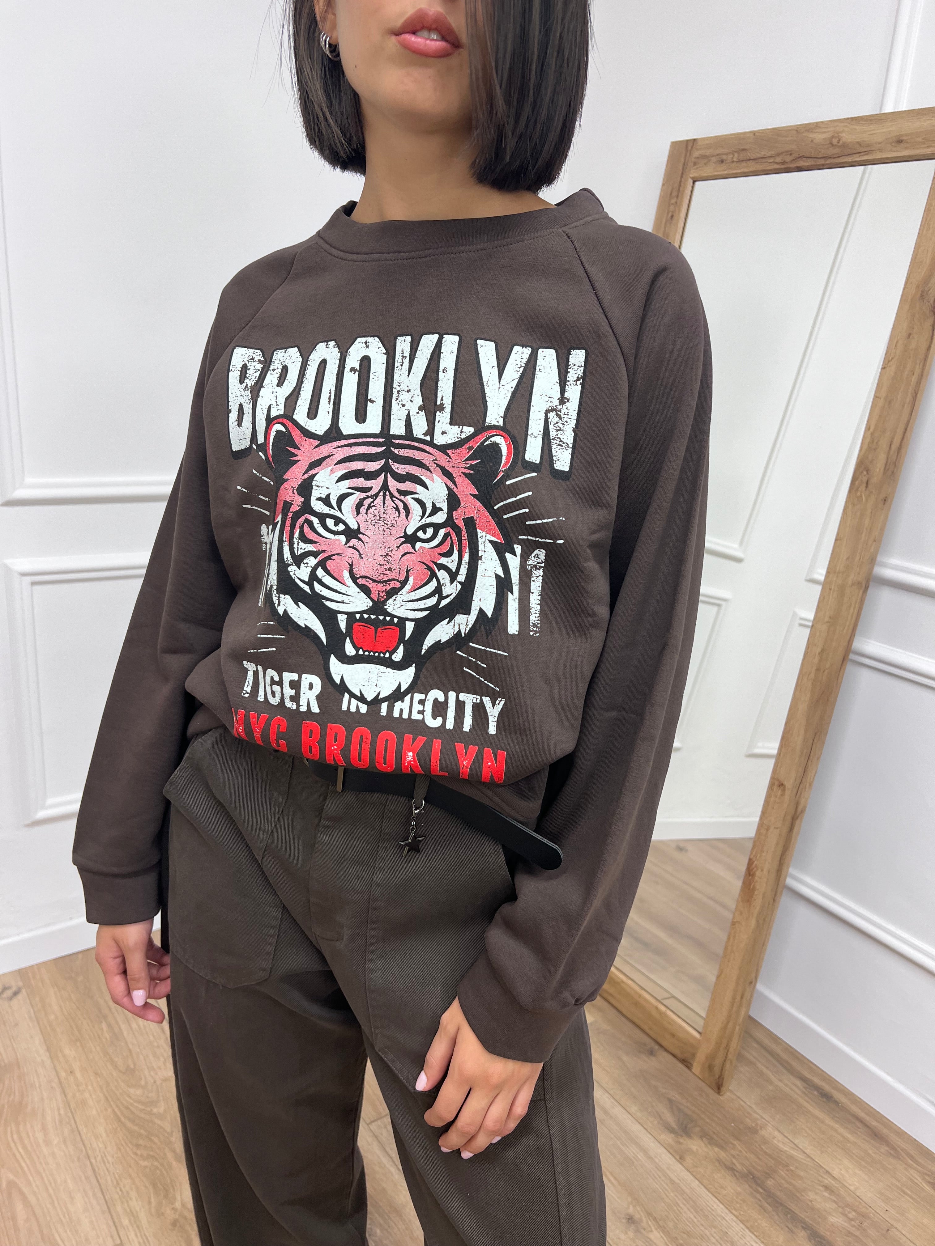 FELPA GIROCOLLO TIGER “BROOKLYN” MORO SUSY MIX