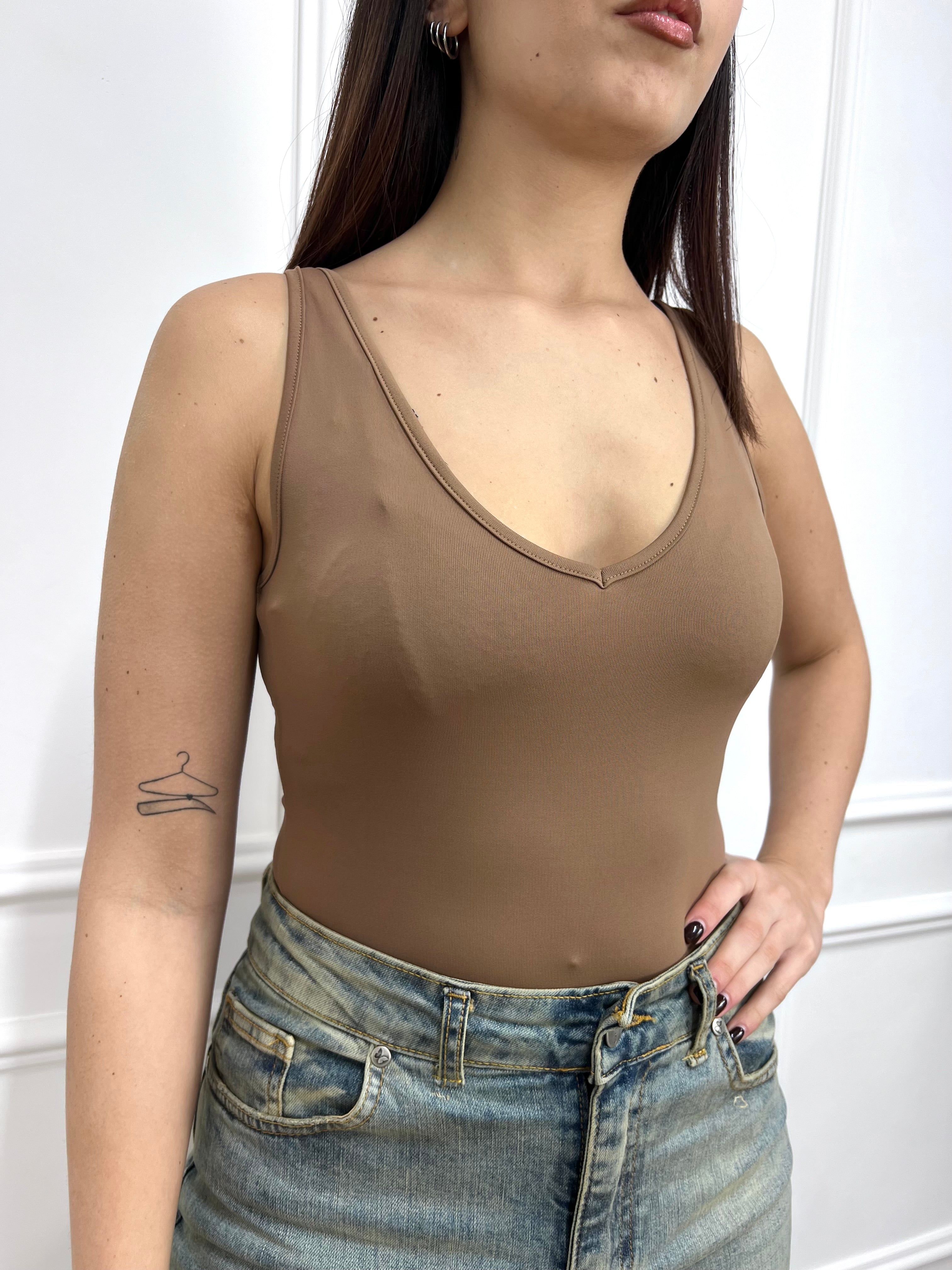 BODY DOPPIO SCOLLO V TACTEL IRMA TABACCO SUSY MIX