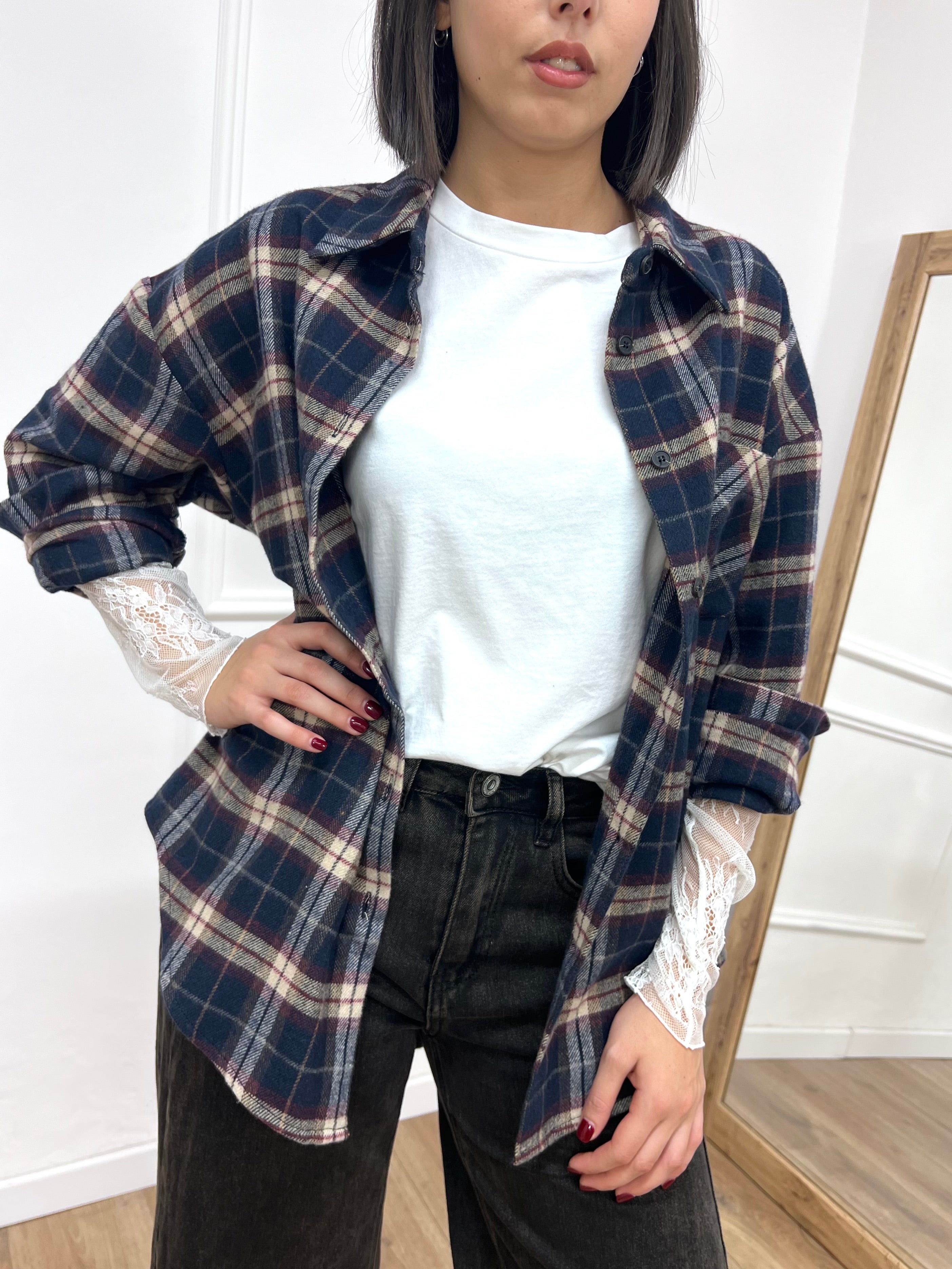 CAMICIA CHECK FLANELLA PAMELA BLU MOTEL