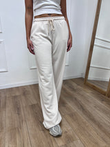 PANTALONE FELPA PALAZZO CON LACCIO SARA LATTE