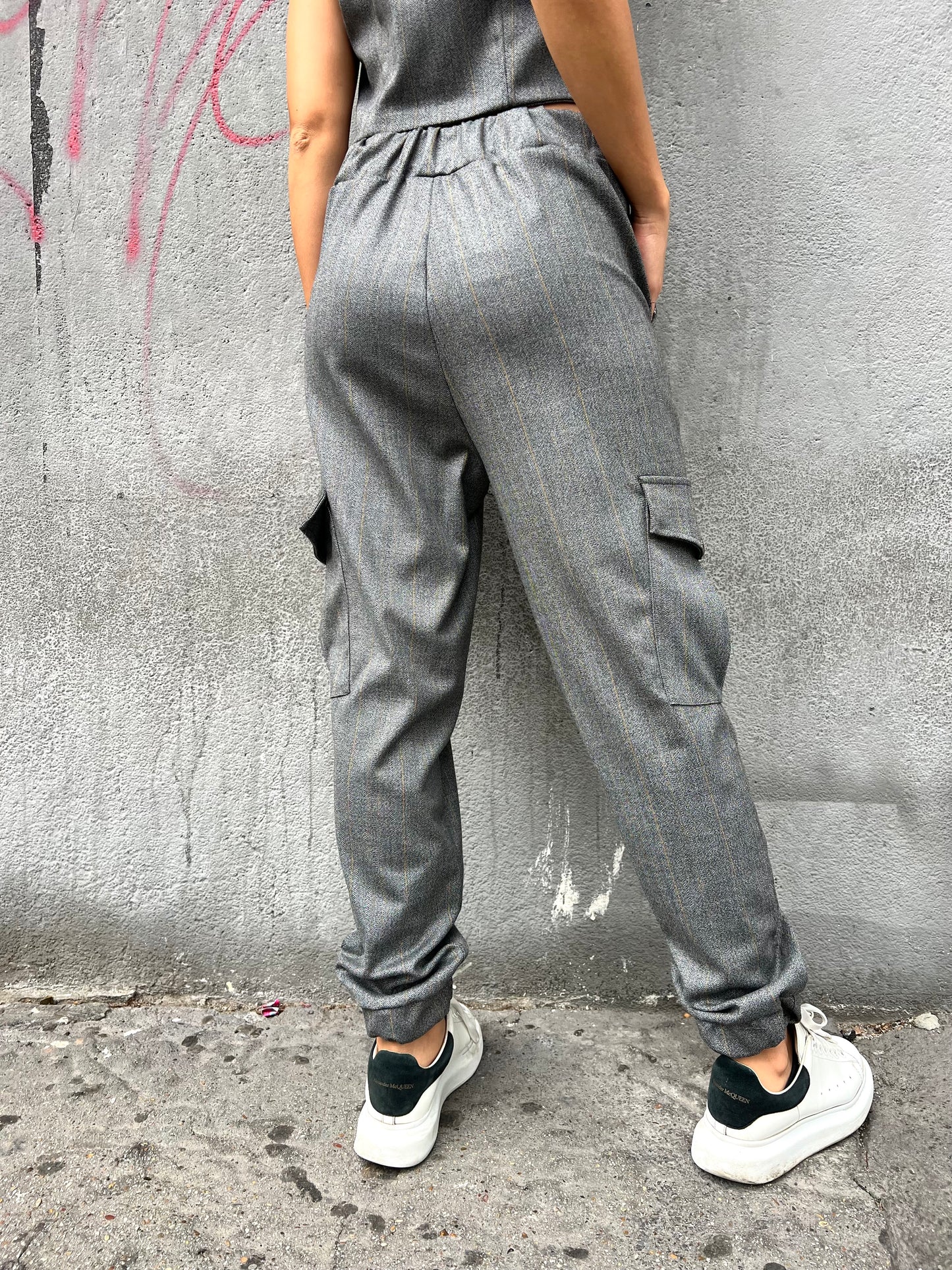 SUSY MIX PANTALONE CARGO GESSATO DENISE GRIGIO