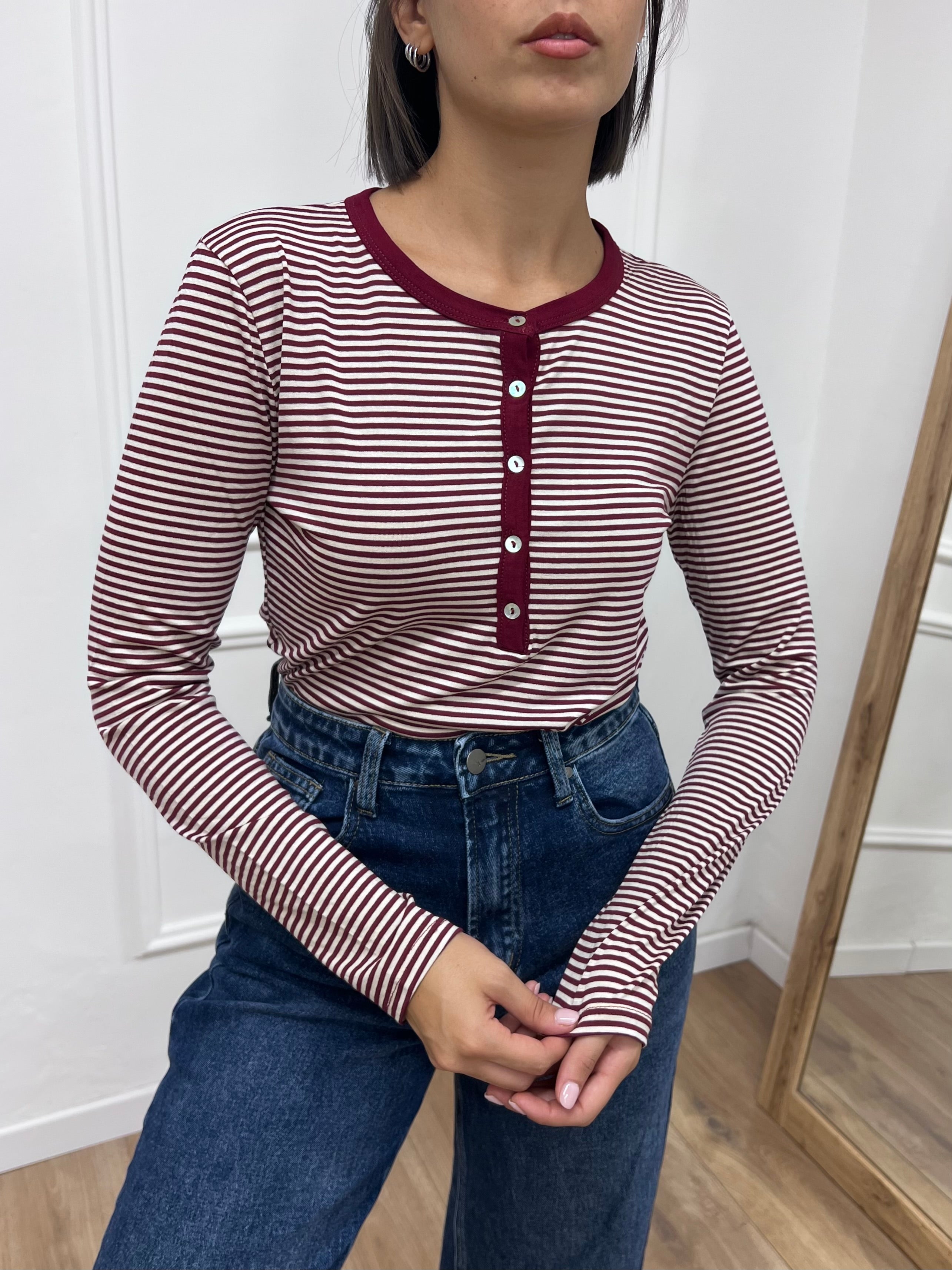 MAGLIA SERAFINO M/LUNGA RIGATA NOEMI VINO SUSY MIX