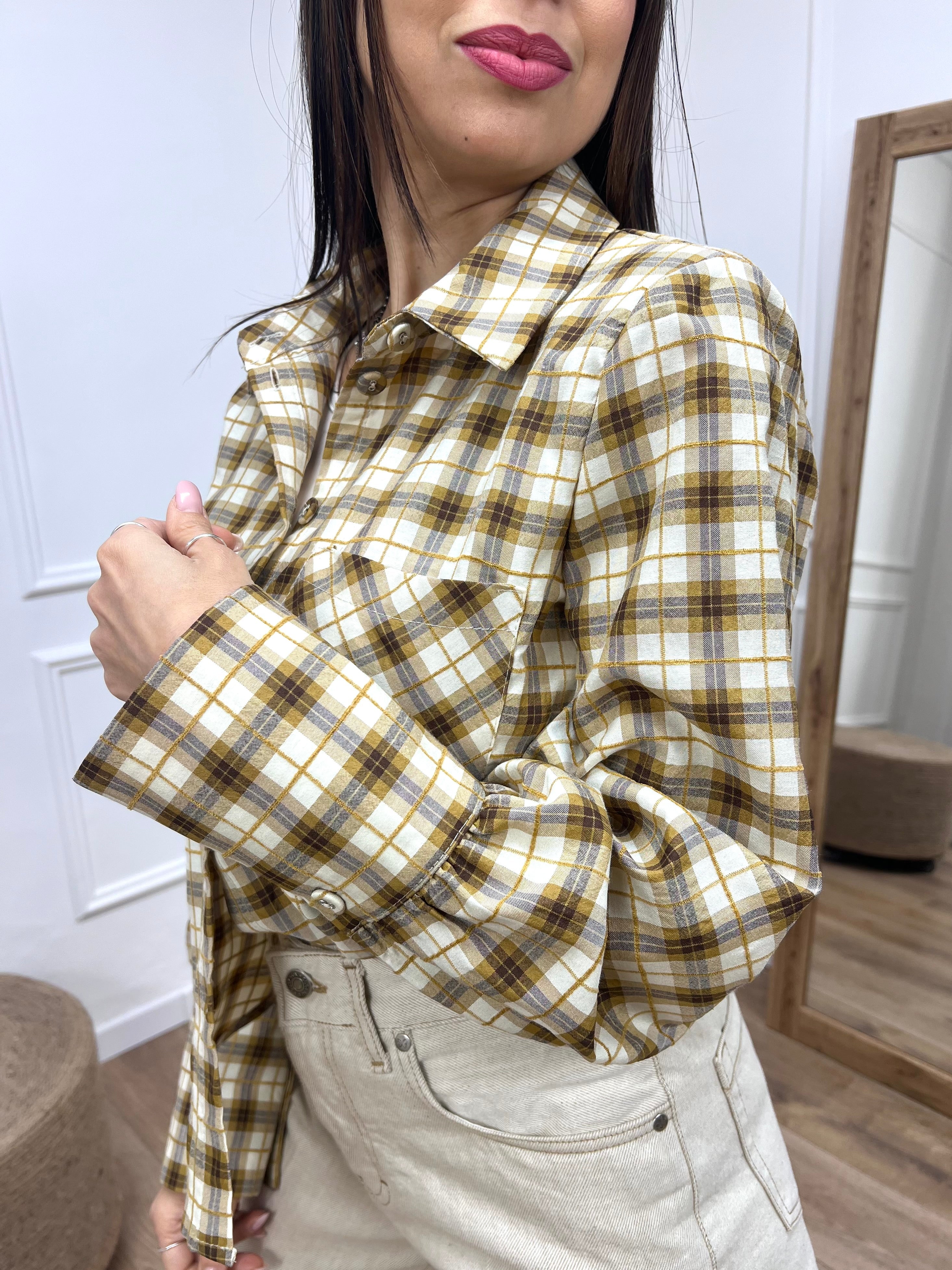 CAMICIA MICRO CHECK SPALLINA FRANCY GIALLO SUSY MIX