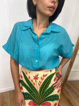 CAMICIA LUNGA MUSSOLA M/C BOTTONI JALE TURCHESE SUSY MIX