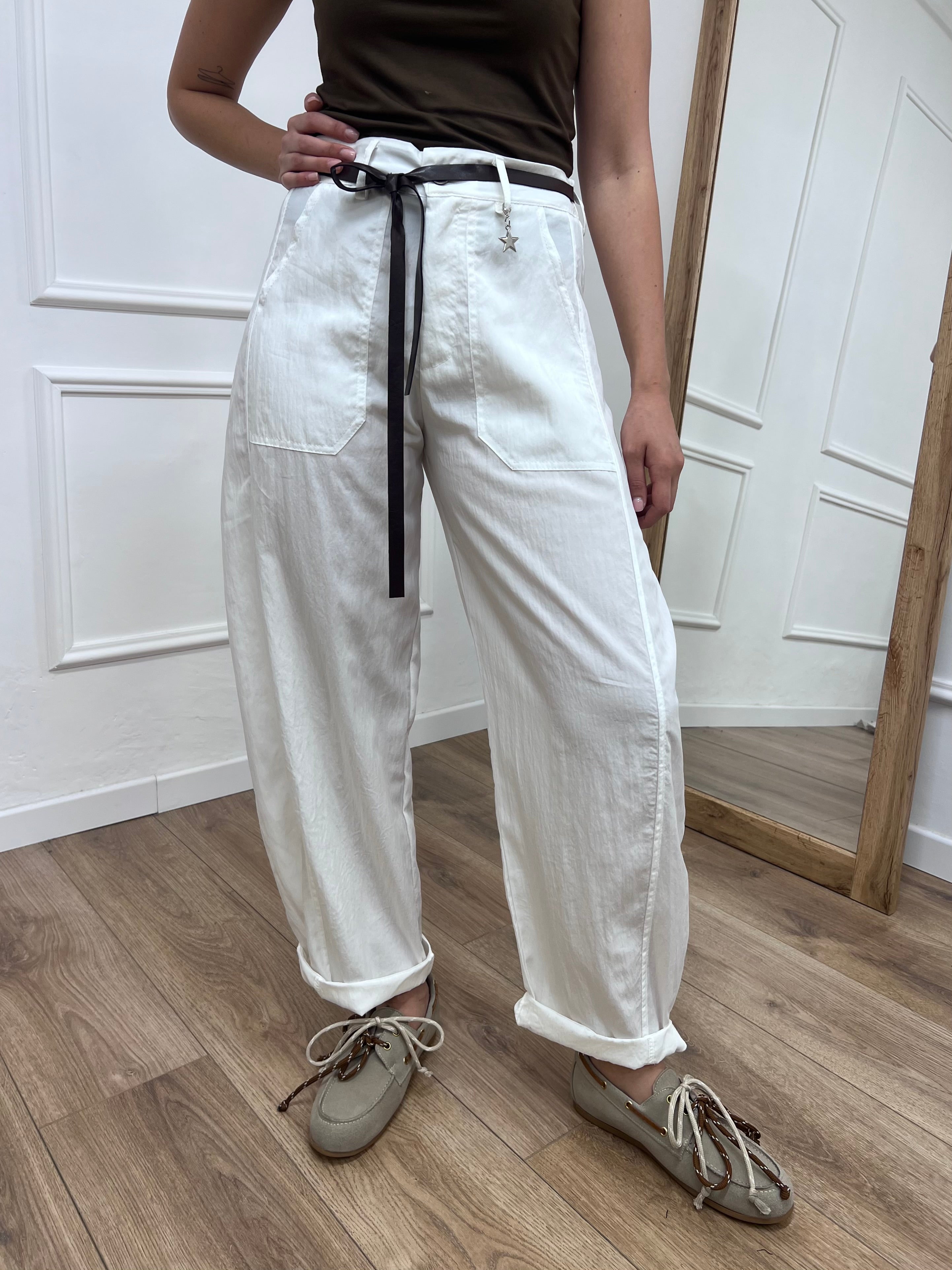 PANTALONE BALLON STELLINA CUPRO BIANCO SUSY MIX