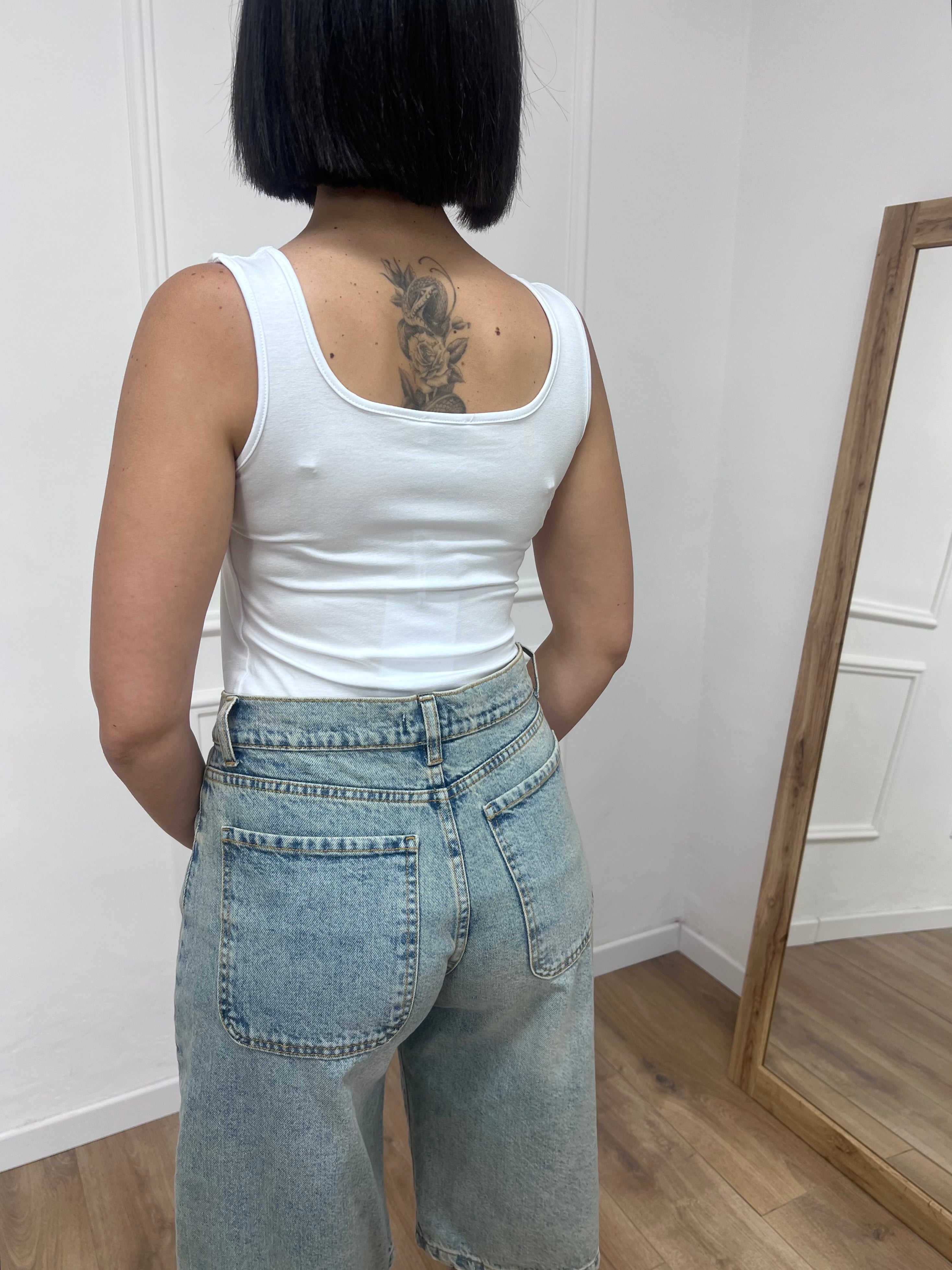 CANOTTA SCOLLO QUADRO JERSEY IRMA LATTE SUSY MIX