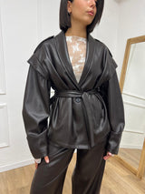 GIACCA KIMONO OVER ECOPELLE CINTURA BEA MORO  SUSY MIX