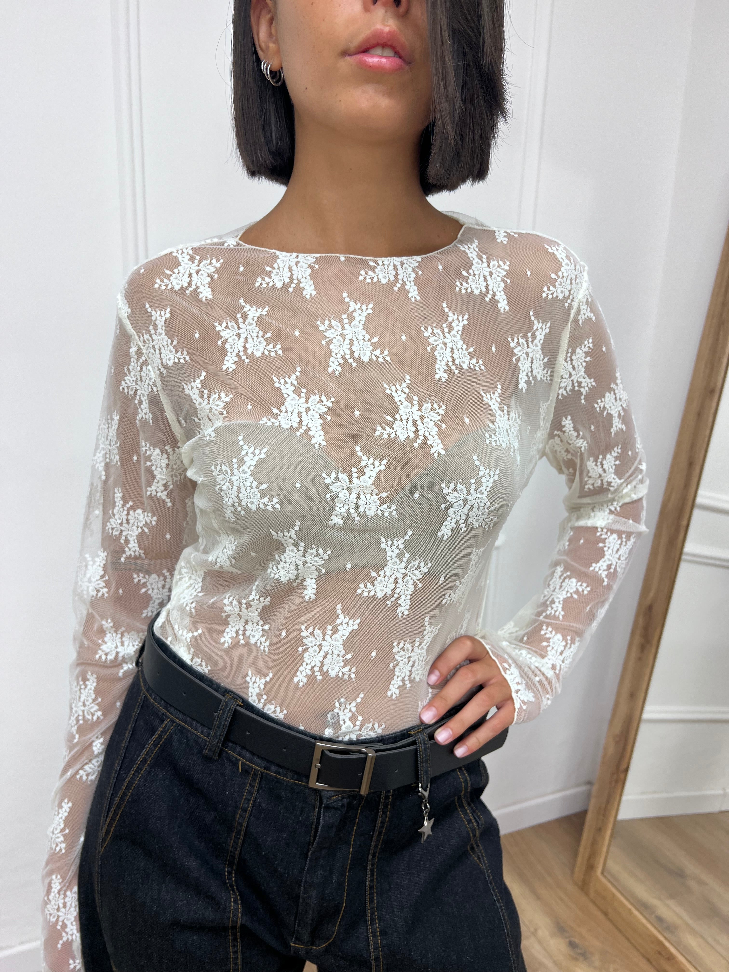MAGLIA PIZZO MANICOTTI ROBERTA BURRO SUSY MIX