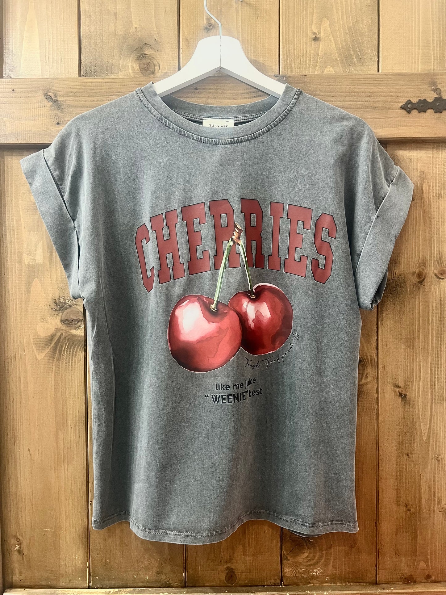 SUSY MIX T-SHIRT SCATOLA CHERRY STONE WASHED GRIGIO