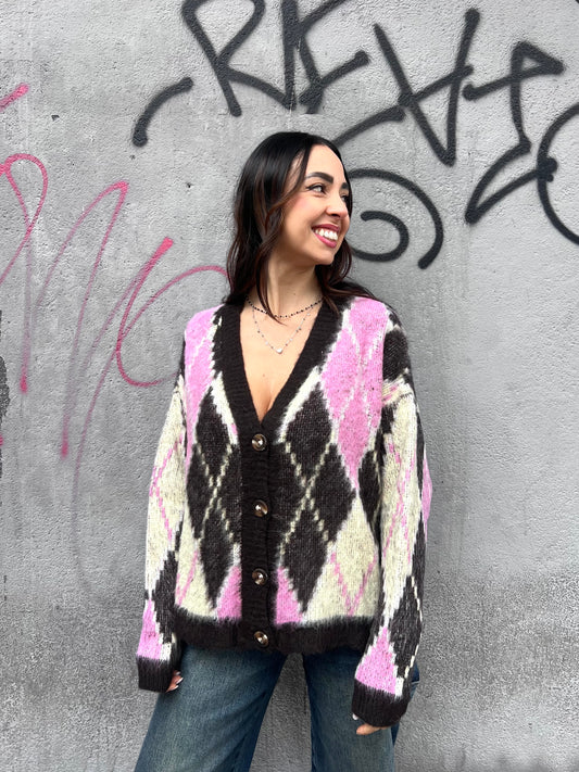 SUSY MIX CARDIGAN BOTTONI ROMBI NISAN MORO