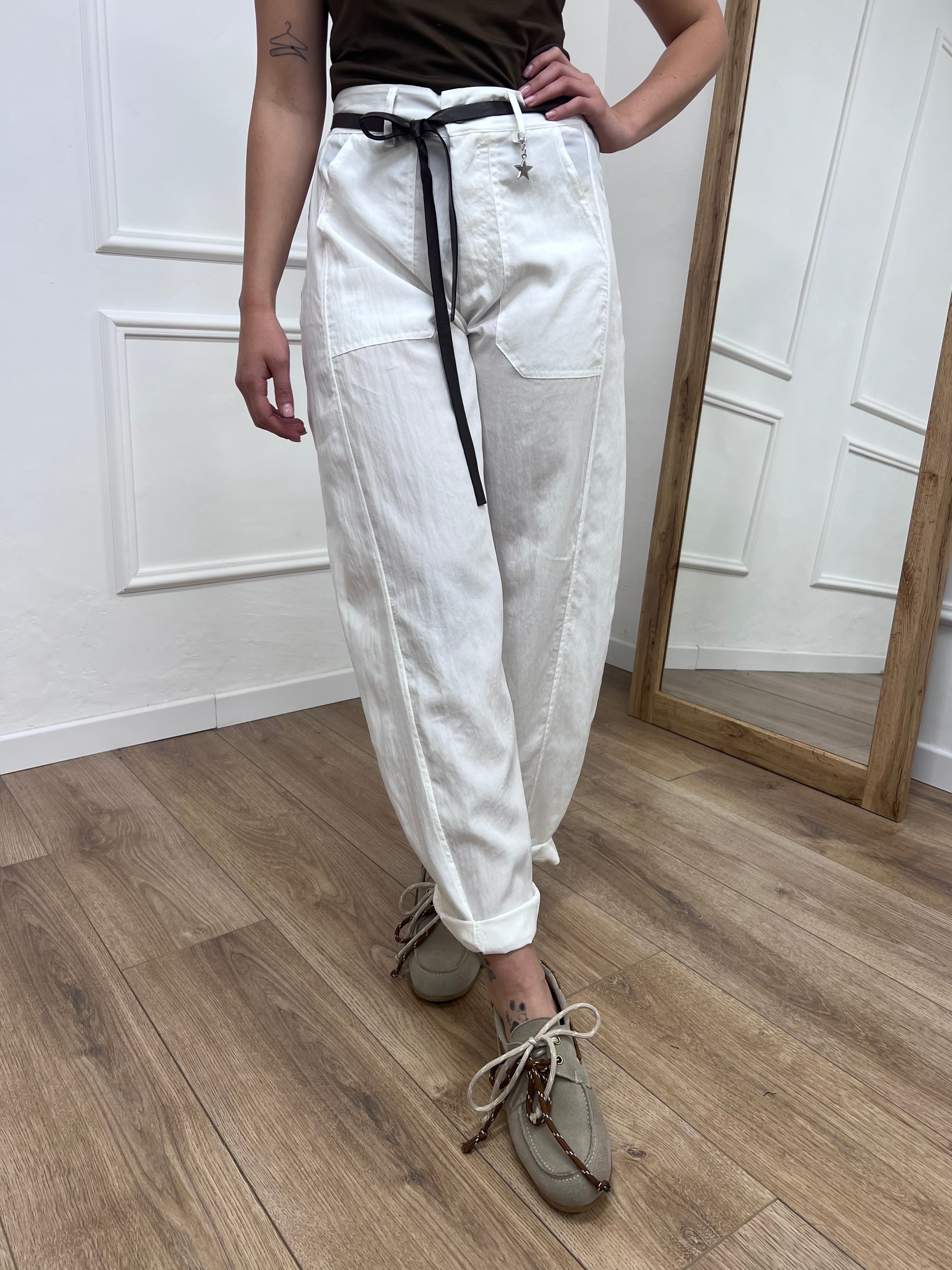PANTALONE BALLON STELLINA CUPRO BIANCO SUSY MIX