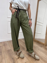 PANTALONE BALLON STELLINA CUPRO MILITARE SUSY MIX