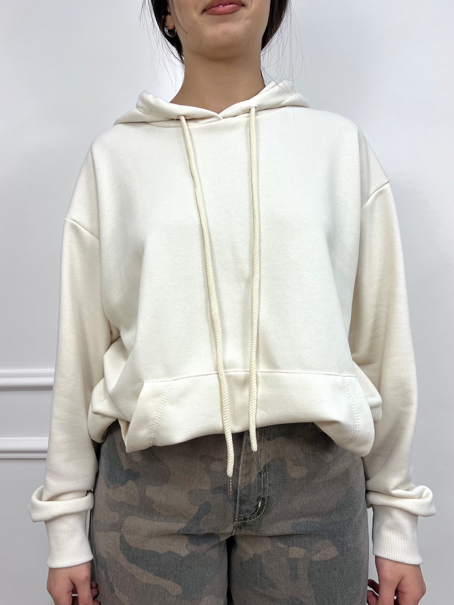 SUSY MIX FELPA MARSUPIO CAPPUCCIO AGATA BURRO