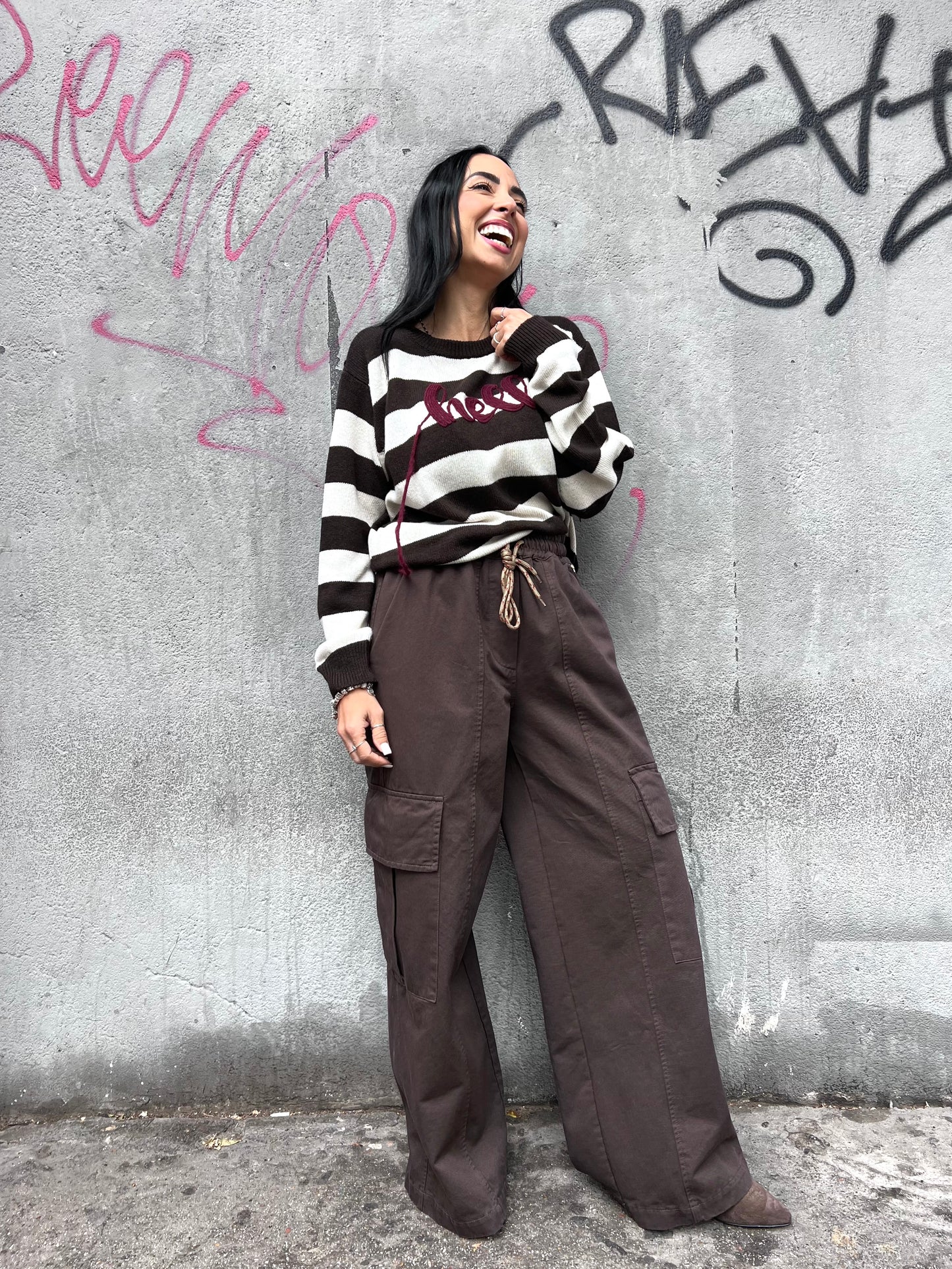 PHILIA LOFT PANTALONE CARGO LACCIO TOSCA CIOCCOLATO