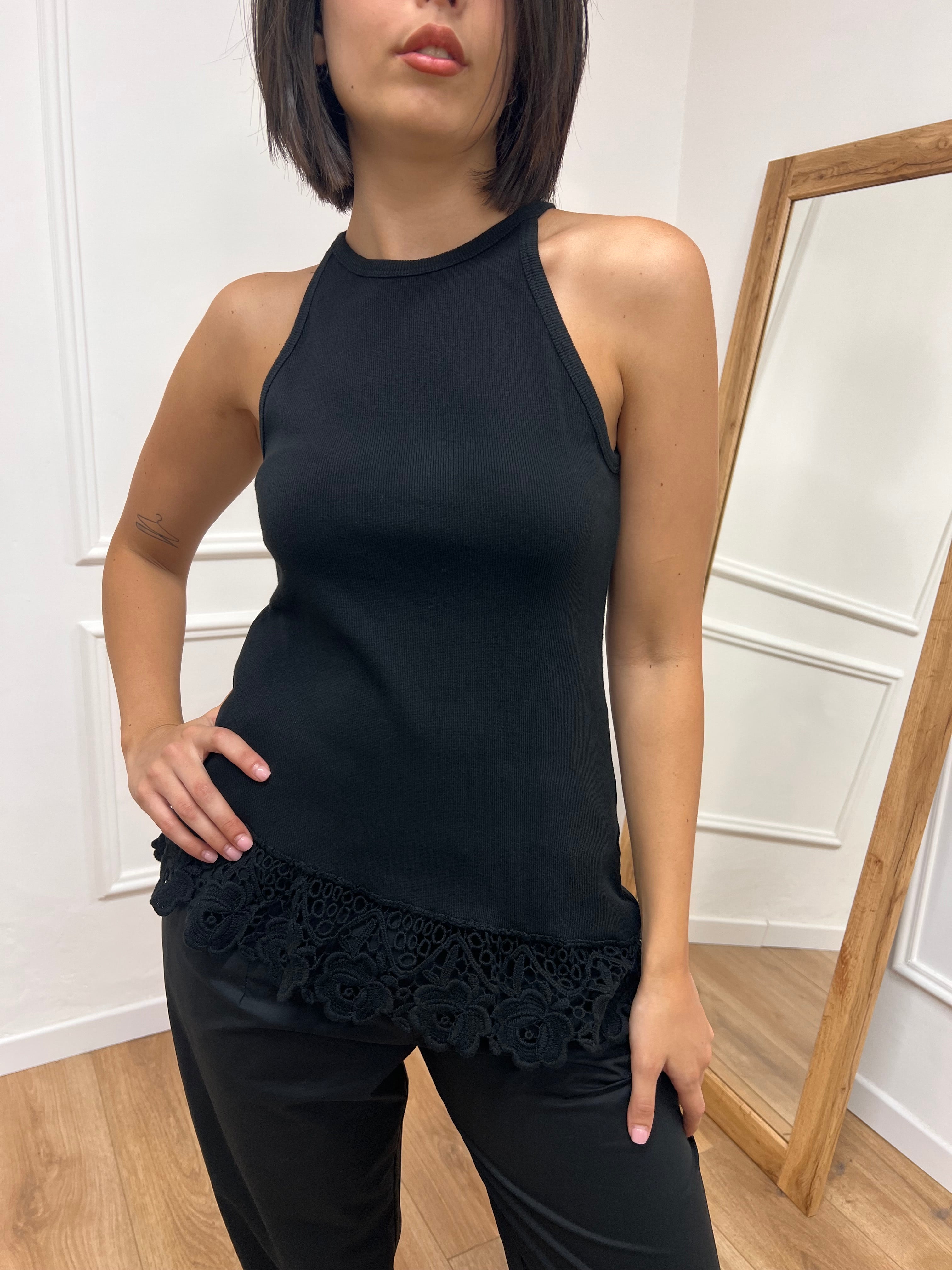 CANOTTA COSTINE PIZZO ASIMMETRICO NERO SUSY MIX