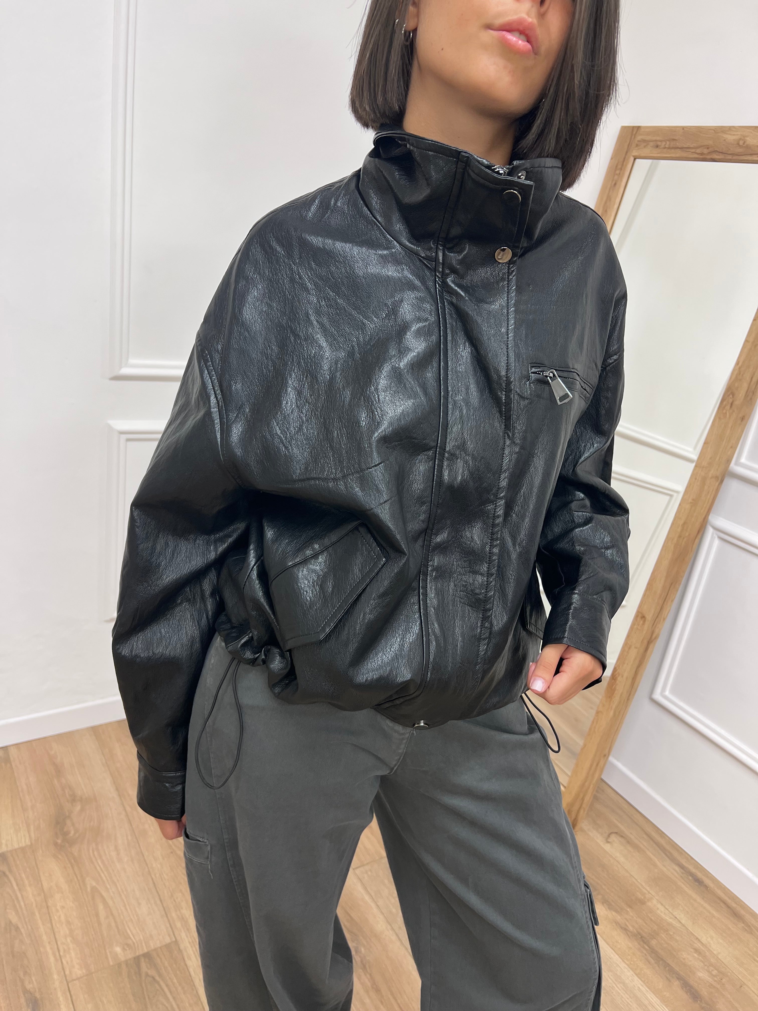 GIACCA 3 in 1 ECOPELLE + GILET MONGOLIA VITTORIA NERO