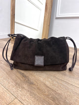 BORSA POUCH ARRICCIATA CAMOSCIO BROOKLYN MORO