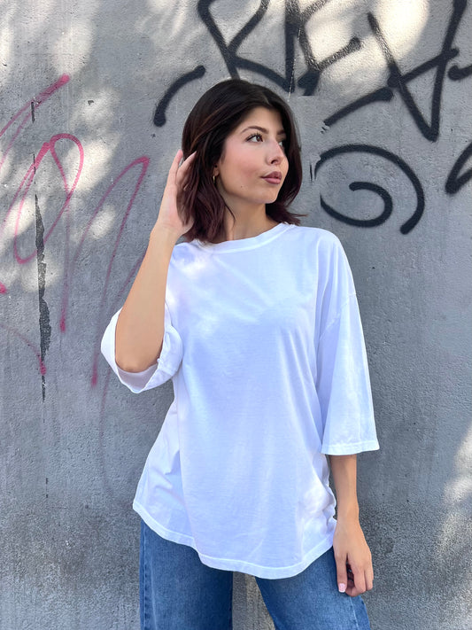 SUSY MIX T-SHIRT OVER M/MANICA FLORA BIANCO