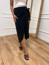 GONNA PAREO MIDI IN CUPRO   FIOCCO LATO NERO SUSY MIX