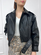 BIKER CROP ECOPELLE LORENA NERO SISY MIX