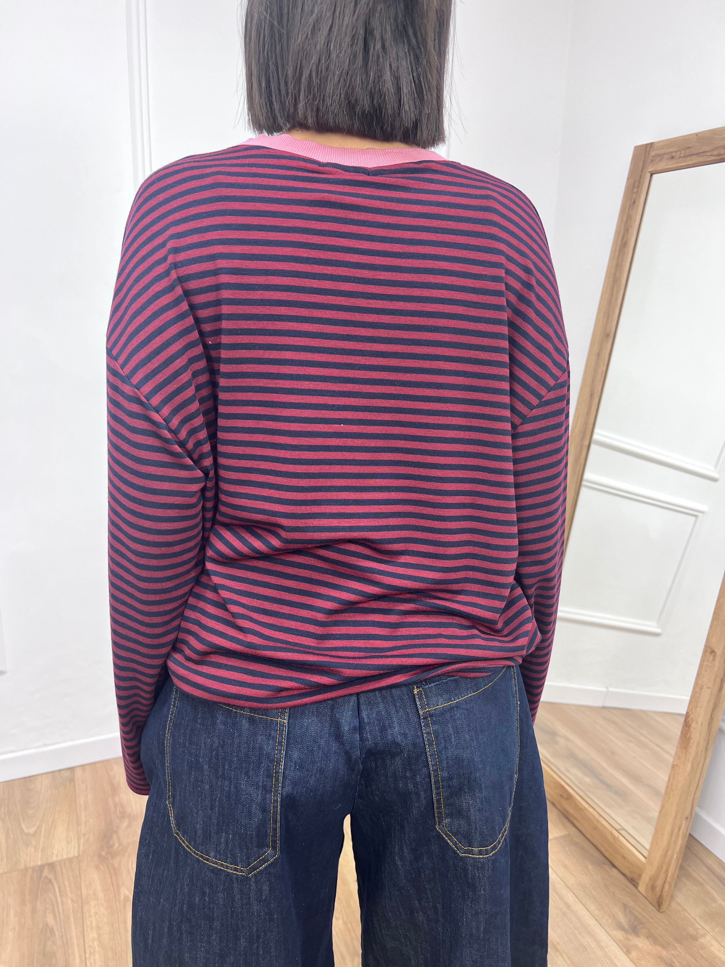 MAGLIA SCATOLA RIGHE COLLO CONTRASTO BAROLO SUSY MIX