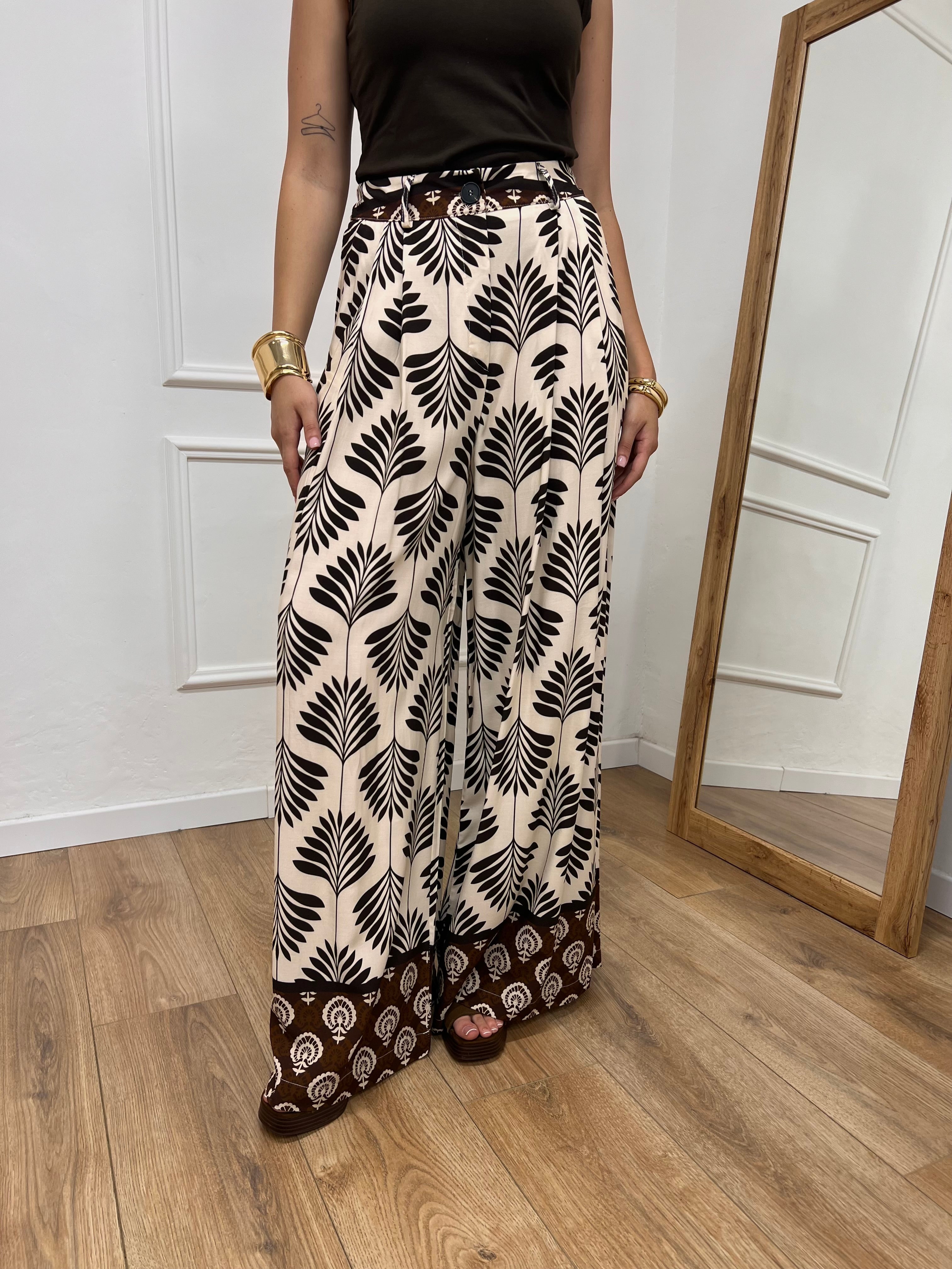 PANTALONE VITA ALTA PALAZZO FANTASIA MORO SUSY MIX