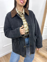 GIACCA TELA DENIM COLLETTO CONTRASTO KATE ASFALTO