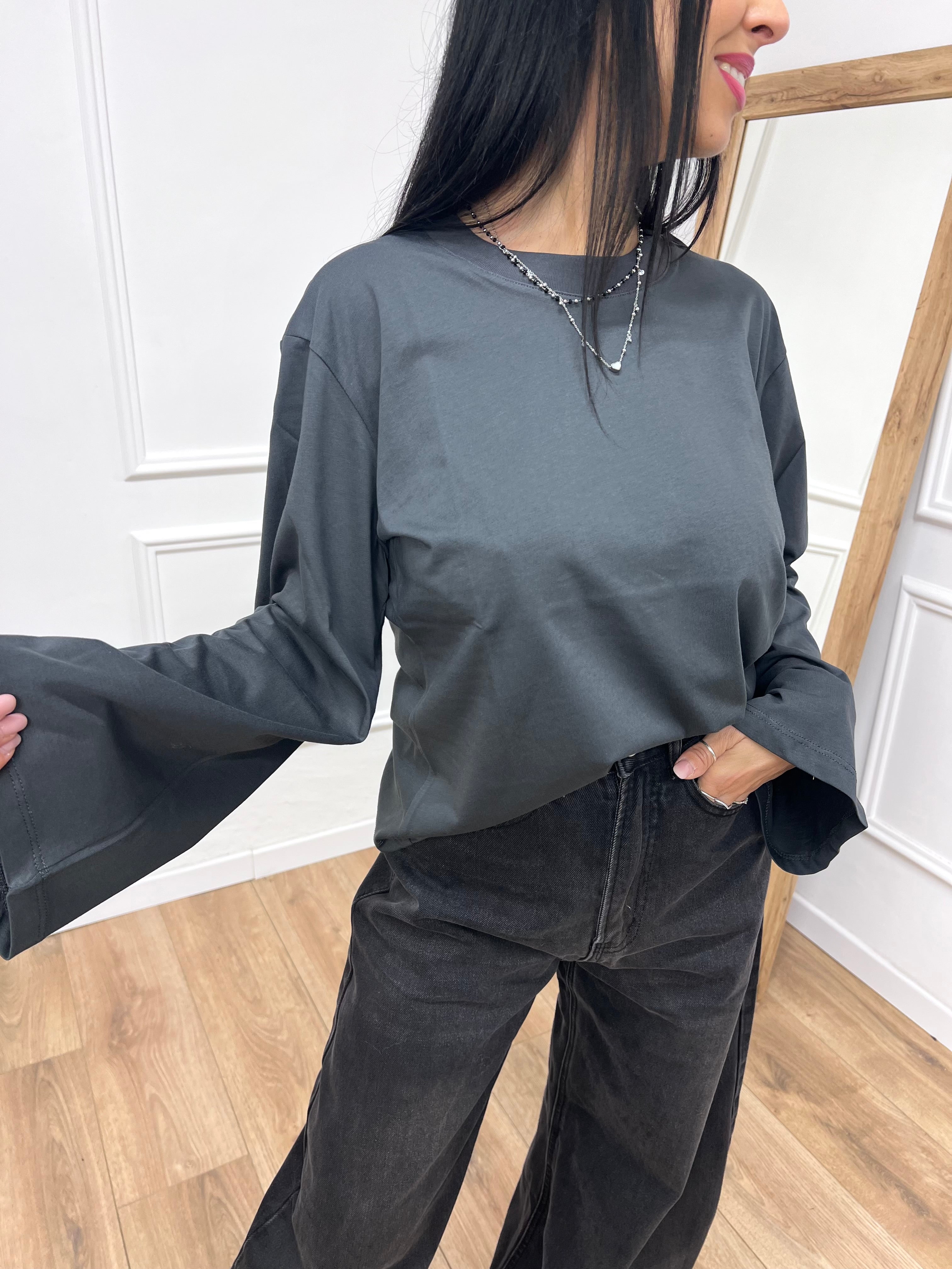 T-SHIRT GIROCOLLO MANICA CAMPANA PIOMBO SUSY MIX